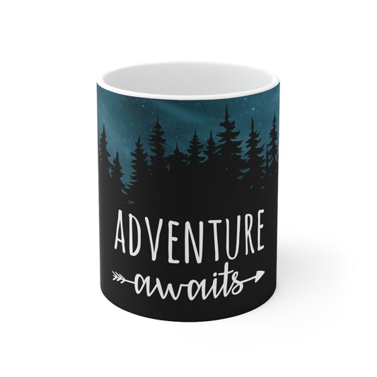 Adventure Awaits Art Vacation Landscape Explore Ceramic Mug 11oz Ichaku [Perfect Gifts Selection]