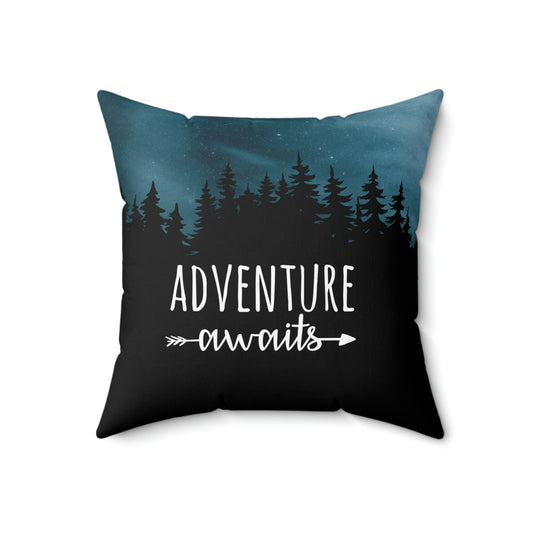 Adventure Awaits Art Vacation Landscape Explore Spun Polyester Square Pillow Ichaku [Perfect Gifts Selection]