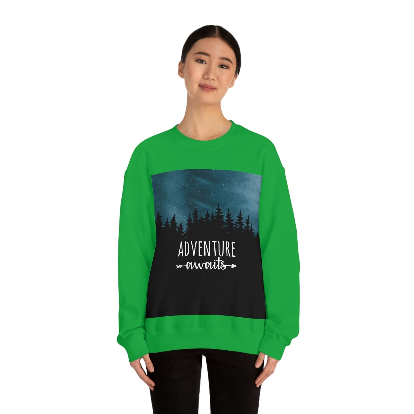 Adventure Awaits Art Vacation Landscape Explore Unisex Heavy Blend™ Crewneck Sweatshirt Ichaku [Perfect Gifts Selection]