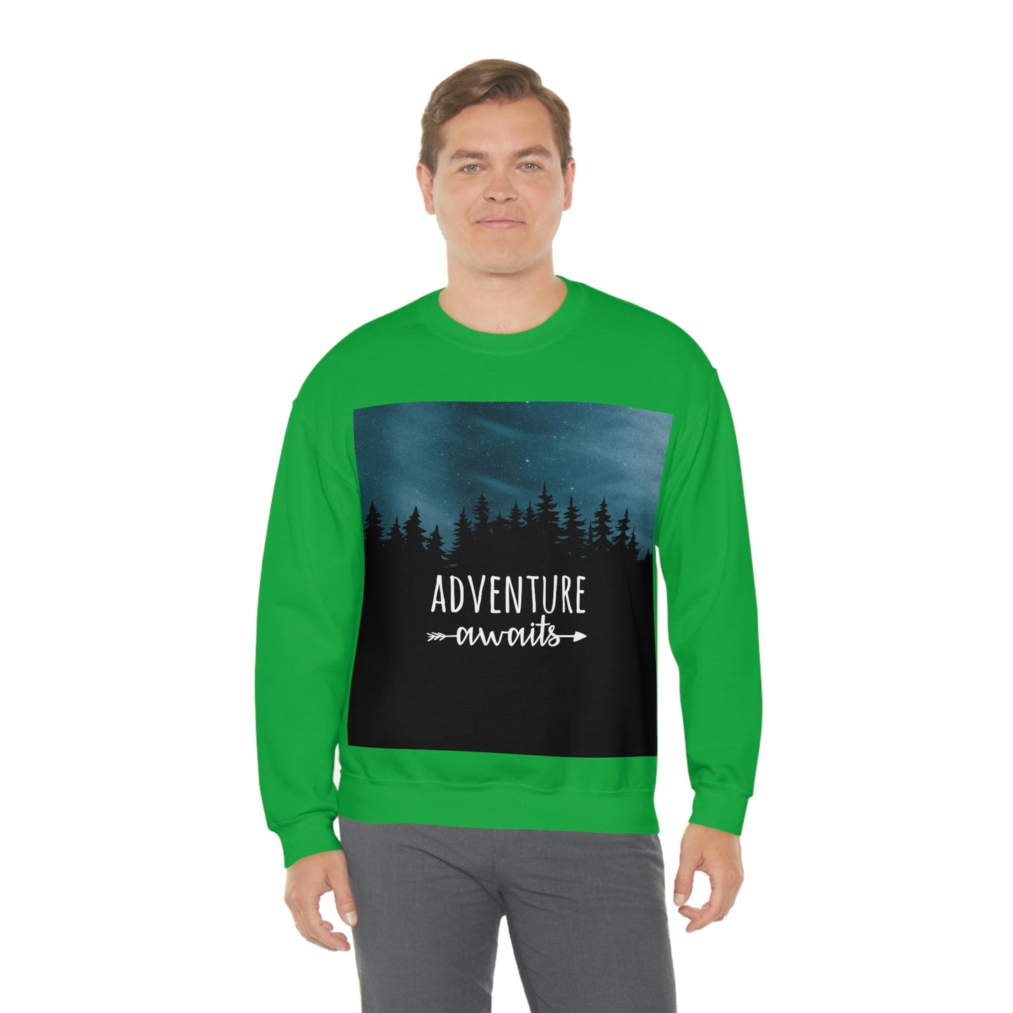 Adventure Awaits Art Vacation Landscape Explore Unisex Heavy Blend™ Crewneck Sweatshirt Ichaku [Perfect Gifts Selection]