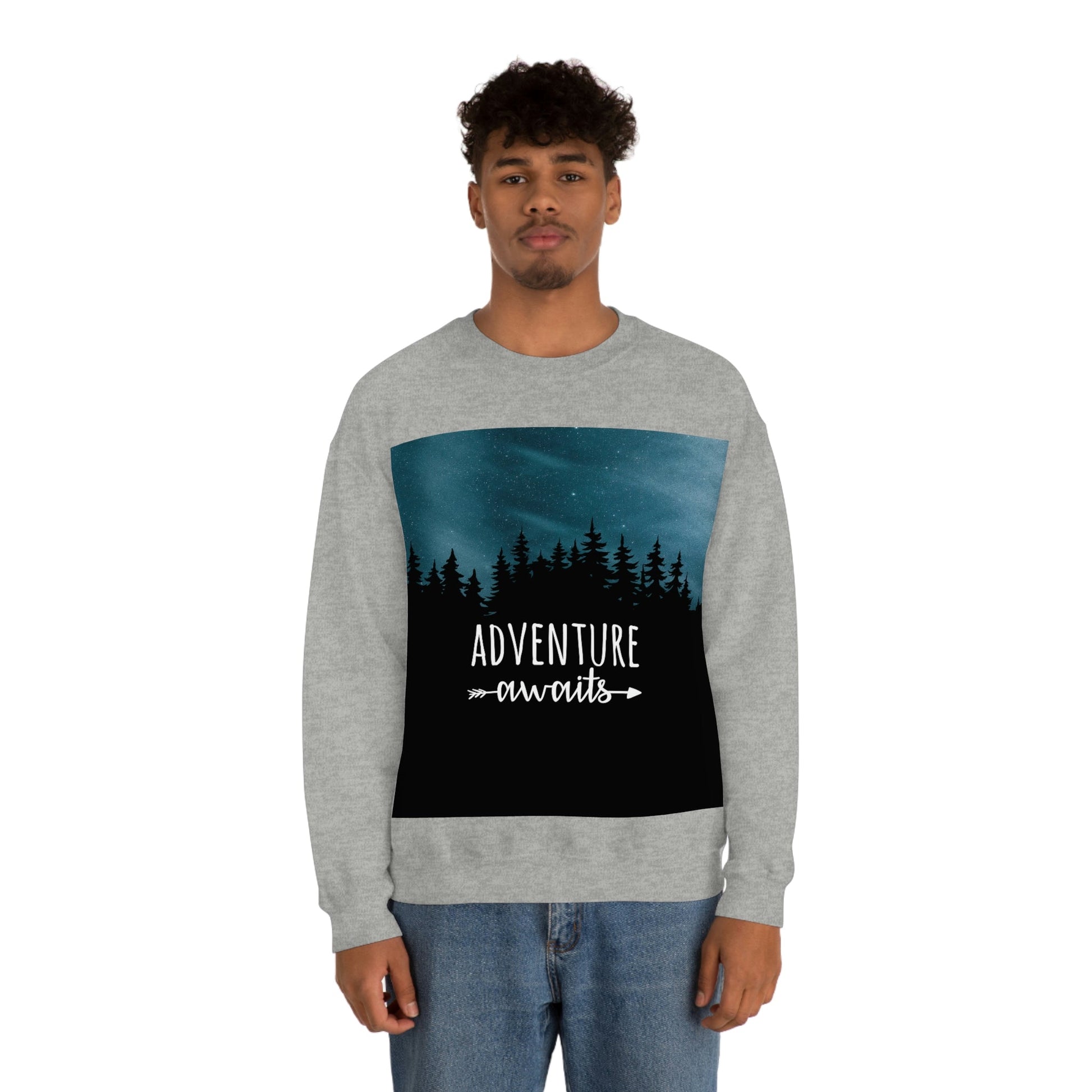 Adventure Awaits Art Vacation Landscape Explore Unisex Heavy Blend™ Crewneck Sweatshirt Ichaku [Perfect Gifts Selection]