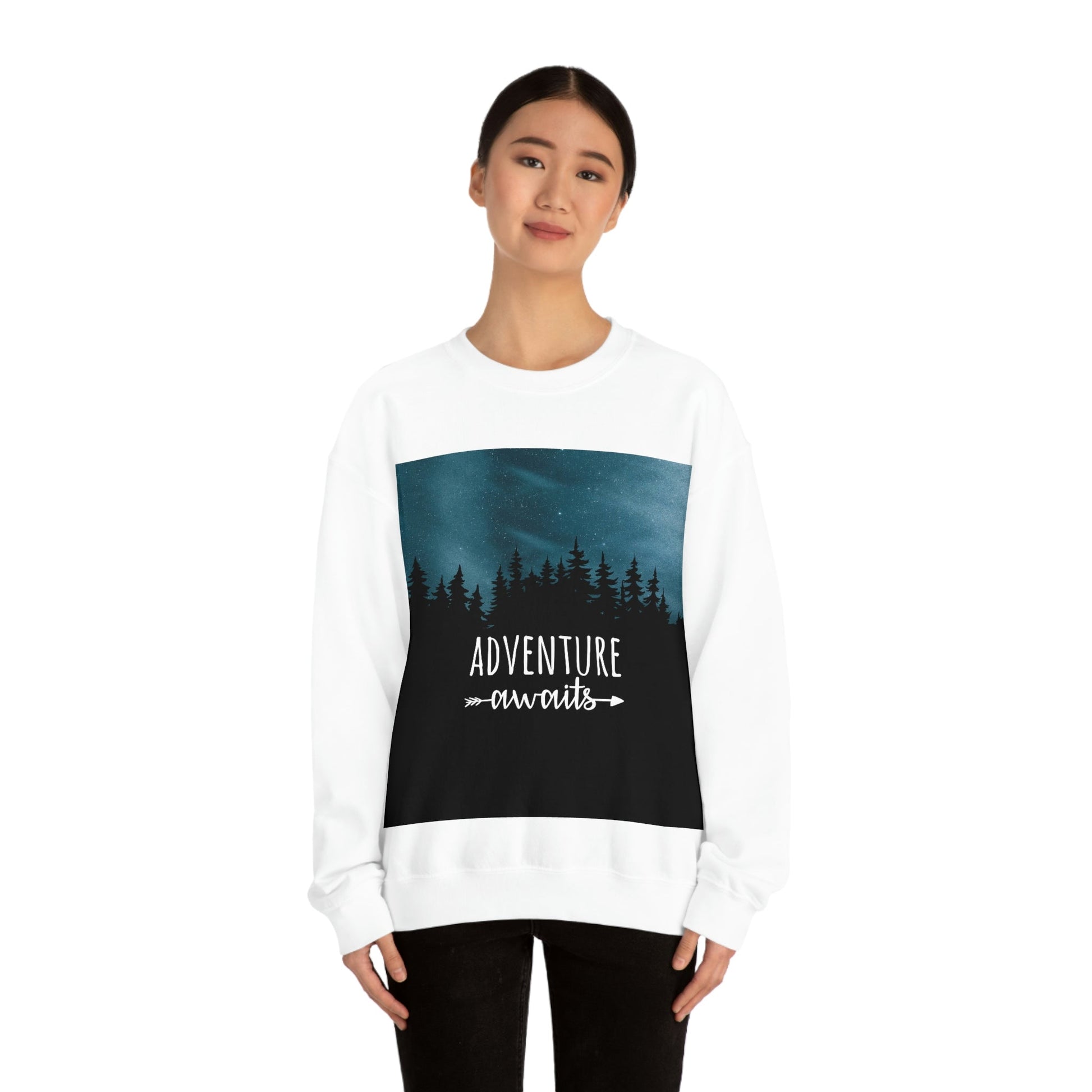 Adventure Awaits Art Vacation Landscape Explore Unisex Heavy Blend™ Crewneck Sweatshirt Ichaku [Perfect Gifts Selection]