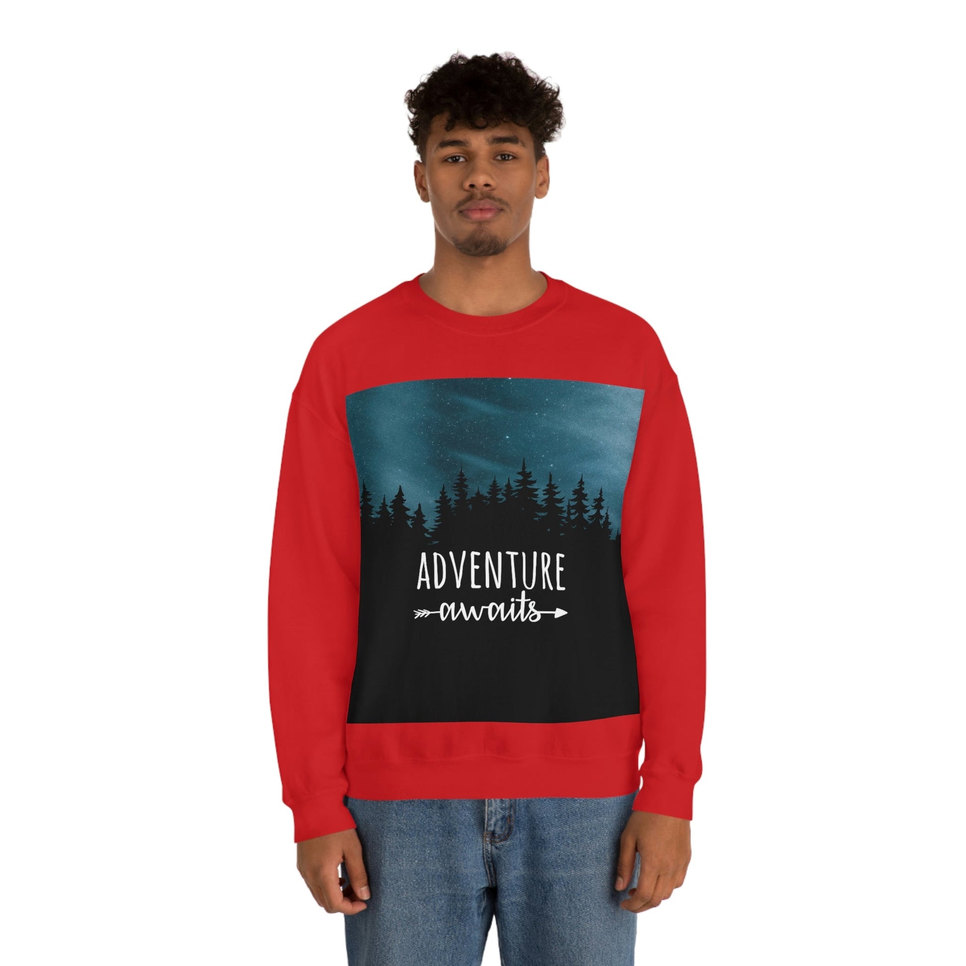 Adventure Awaits Art Vacation Landscape Explore Unisex Heavy Blend™ Crewneck Sweatshirt Ichaku [Perfect Gifts Selection]