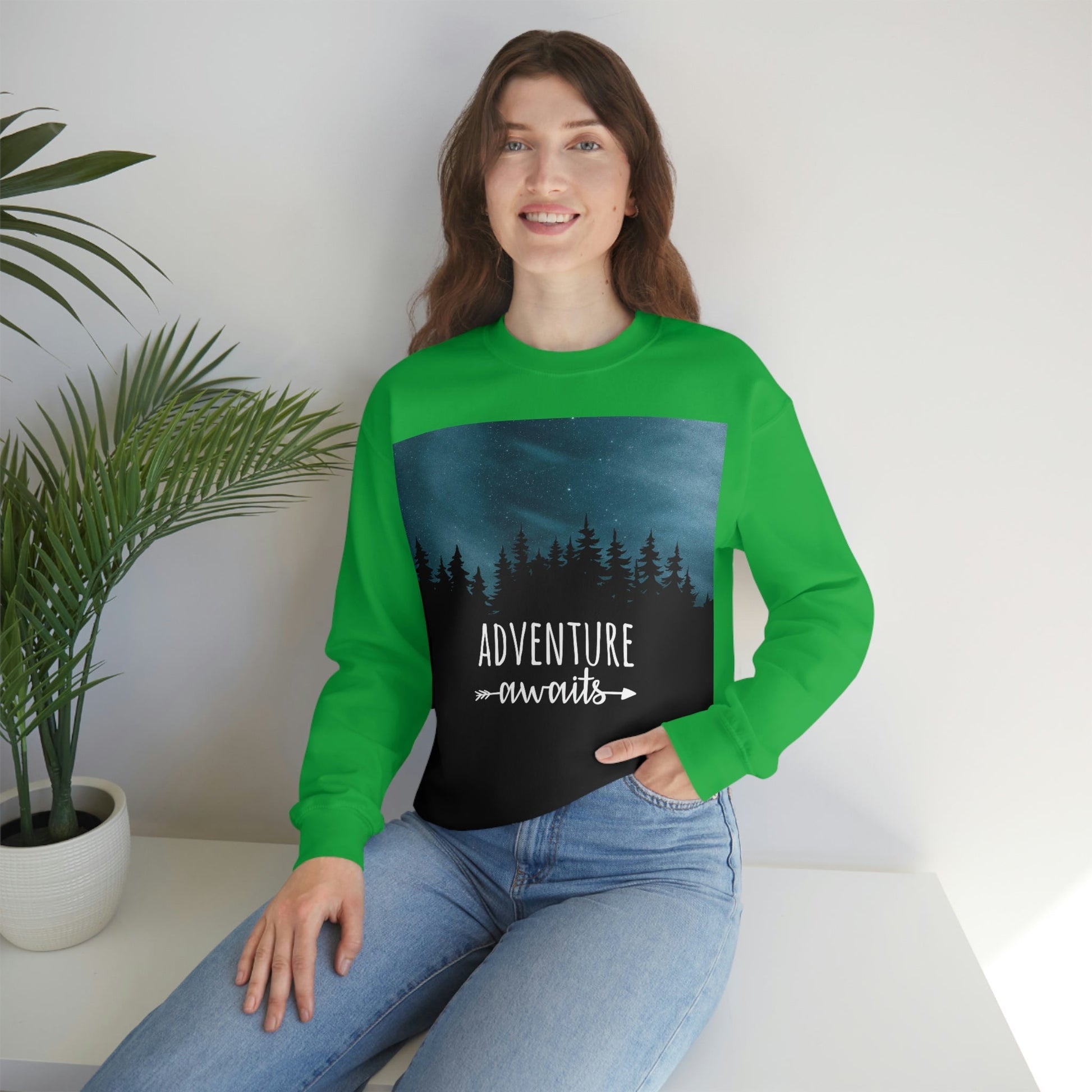 Adventure Awaits Art Vacation Landscape Explore Unisex Heavy Blend™ Crewneck Sweatshirt Ichaku [Perfect Gifts Selection]