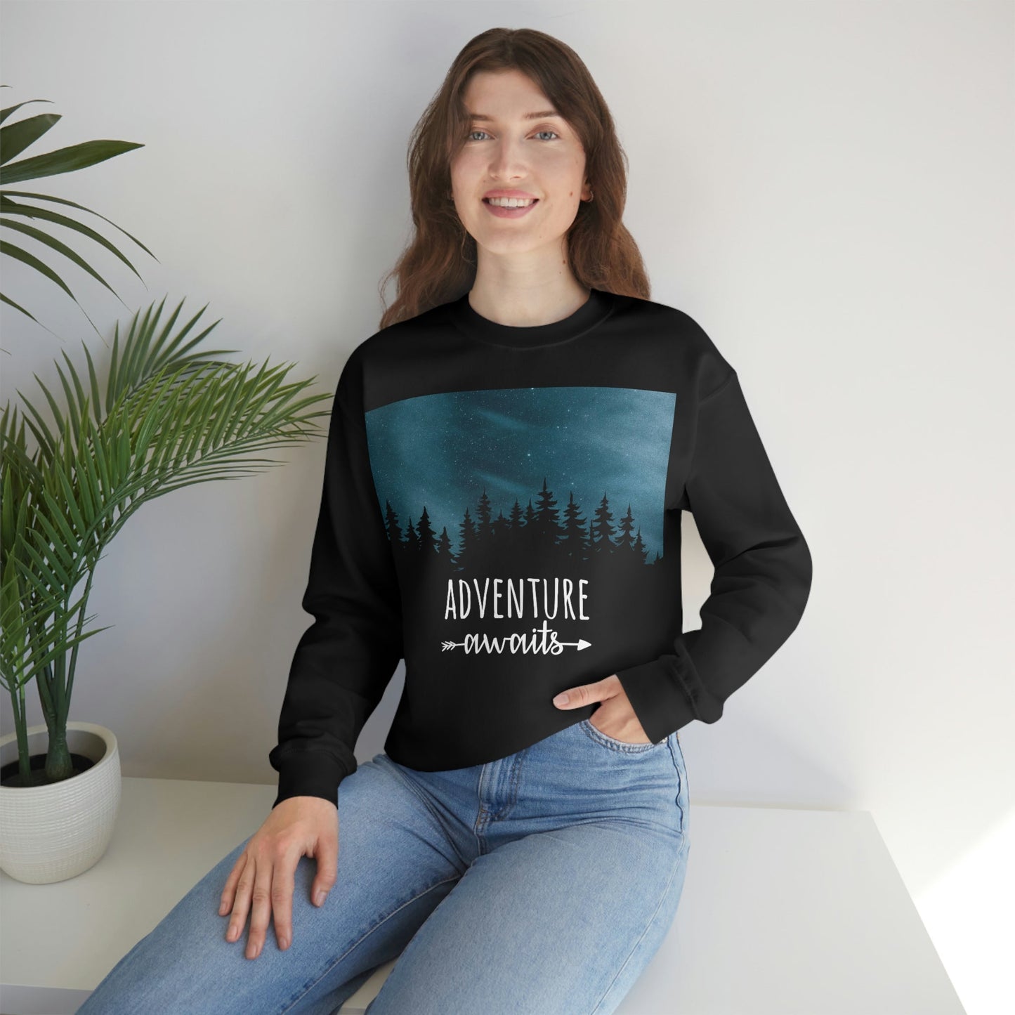 Adventure Awaits Art Vacation Landscape Explore Unisex Heavy Blend™ Crewneck Sweatshirt Ichaku [Perfect Gifts Selection]