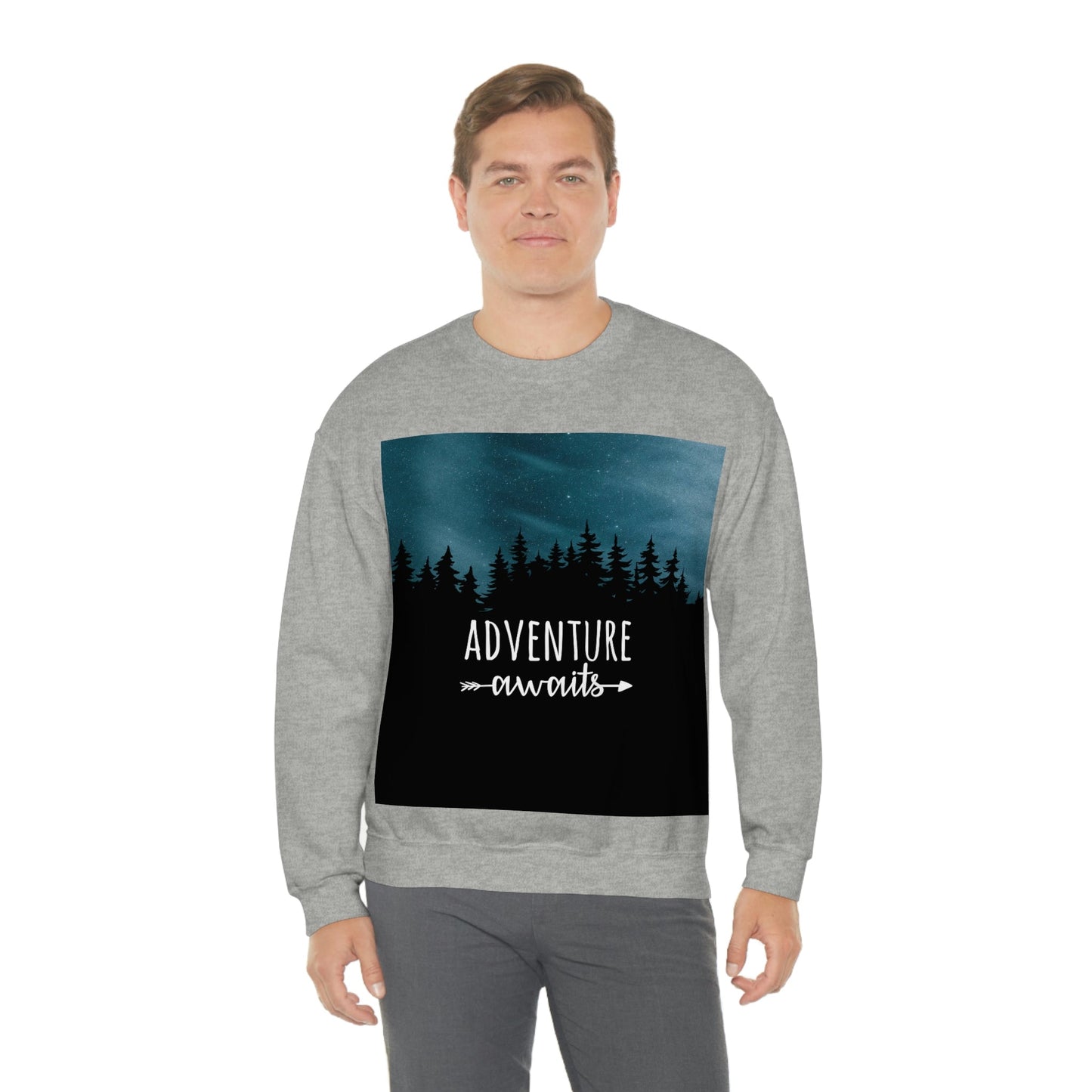 Adventure Awaits Art Vacation Landscape Explore Unisex Heavy Blend™ Crewneck Sweatshirt Ichaku [Perfect Gifts Selection]