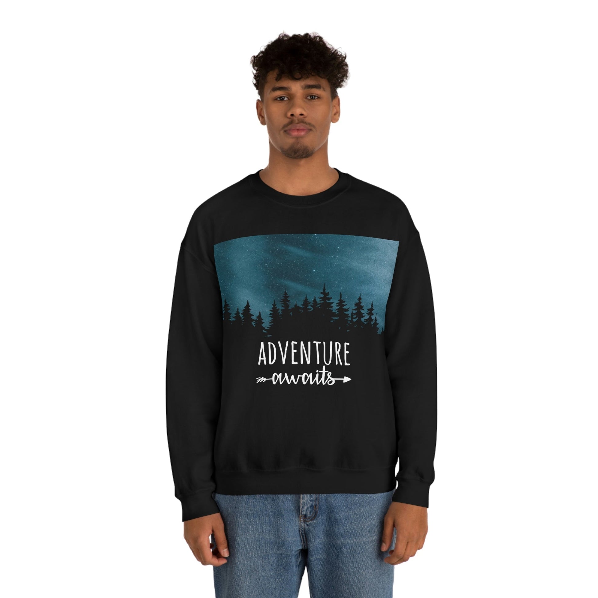 Adventure Awaits Art Vacation Landscape Explore Unisex Heavy Blend™ Crewneck Sweatshirt Ichaku [Perfect Gifts Selection]