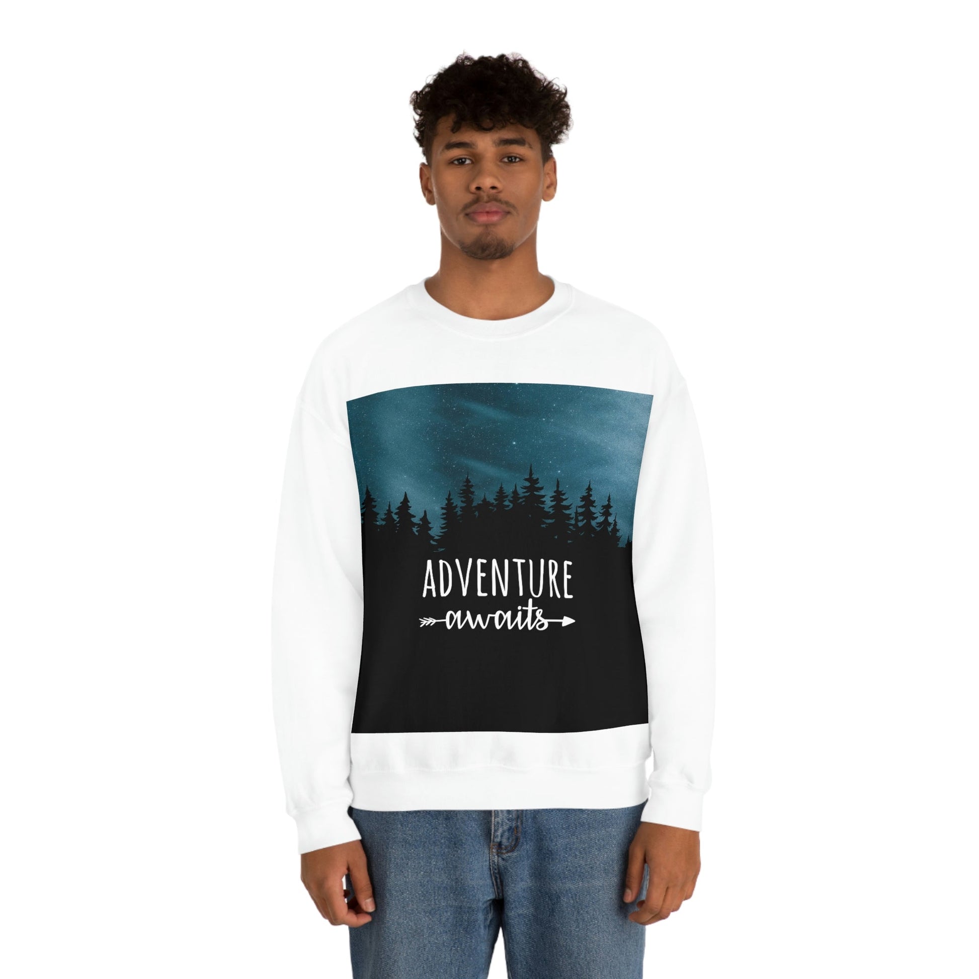 Adventure Awaits Art Vacation Landscape Explore Unisex Heavy Blend™ Crewneck Sweatshirt Ichaku [Perfect Gifts Selection]