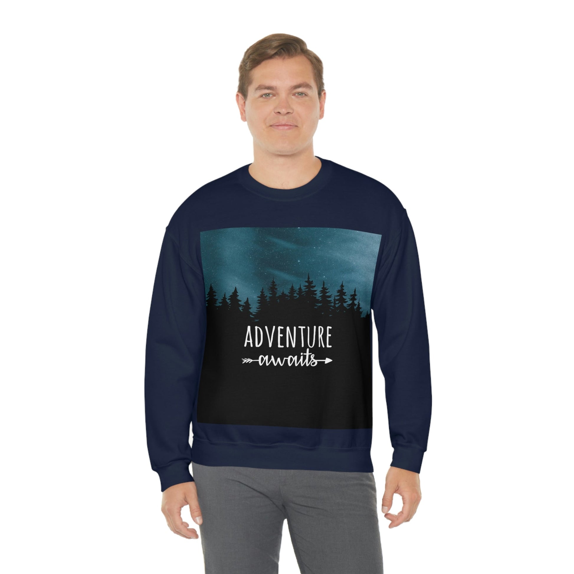 Adventure Awaits Art Vacation Landscape Explore Unisex Heavy Blend™ Crewneck Sweatshirt Ichaku [Perfect Gifts Selection]