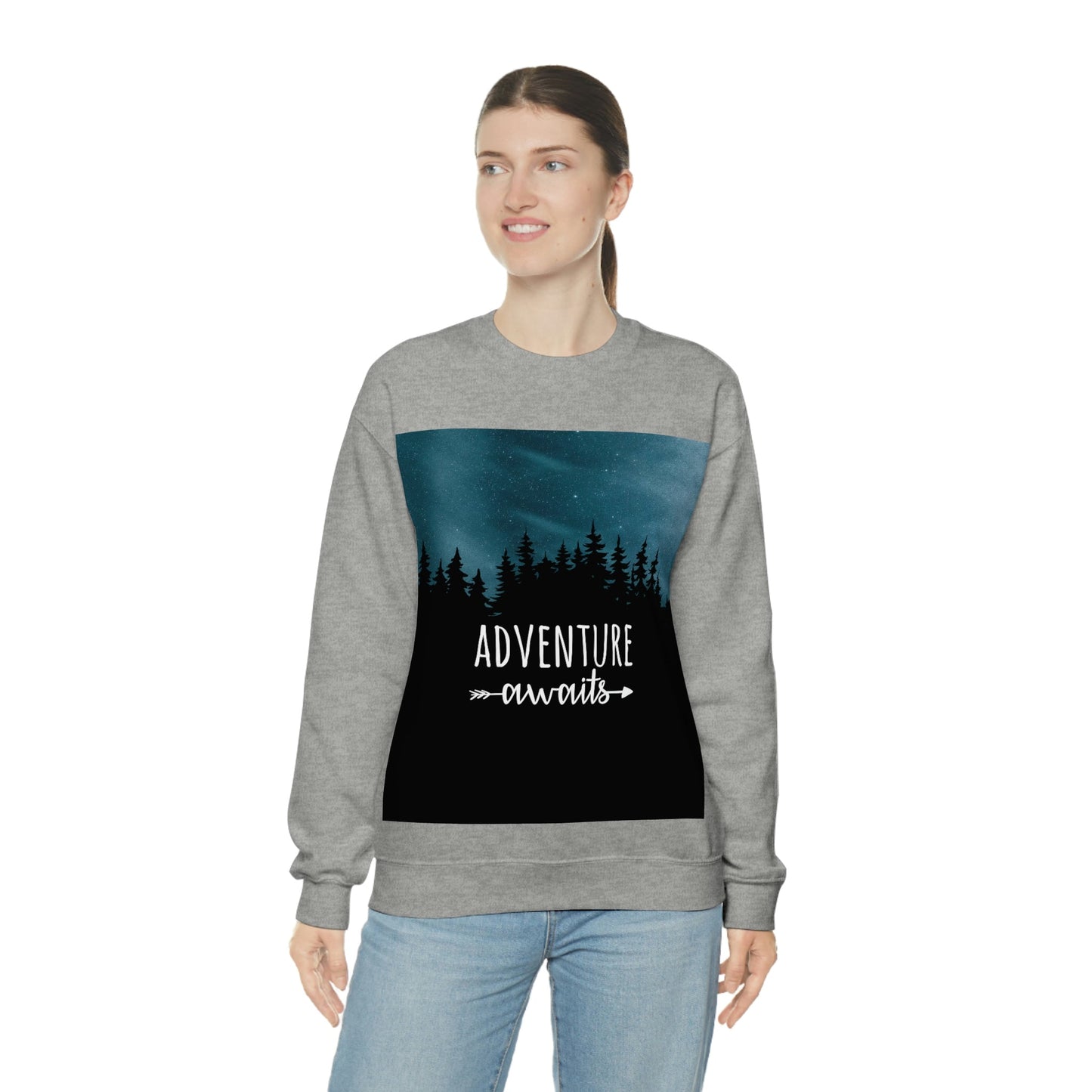 Adventure Awaits Art Vacation Landscape Explore Unisex Heavy Blend™ Crewneck Sweatshirt Ichaku [Perfect Gifts Selection]