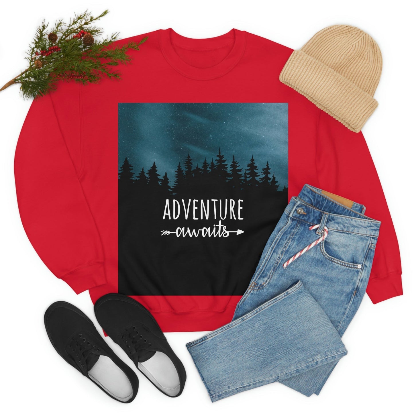 Adventure Awaits Art Vacation Landscape Explore Unisex Heavy Blend™ Crewneck Sweatshirt Ichaku [Perfect Gifts Selection]