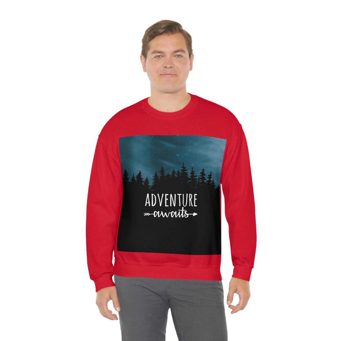 Adventure Awaits Art Vacation Landscape Explore Unisex Heavy Blend™ Crewneck Sweatshirt Ichaku [Perfect Gifts Selection]