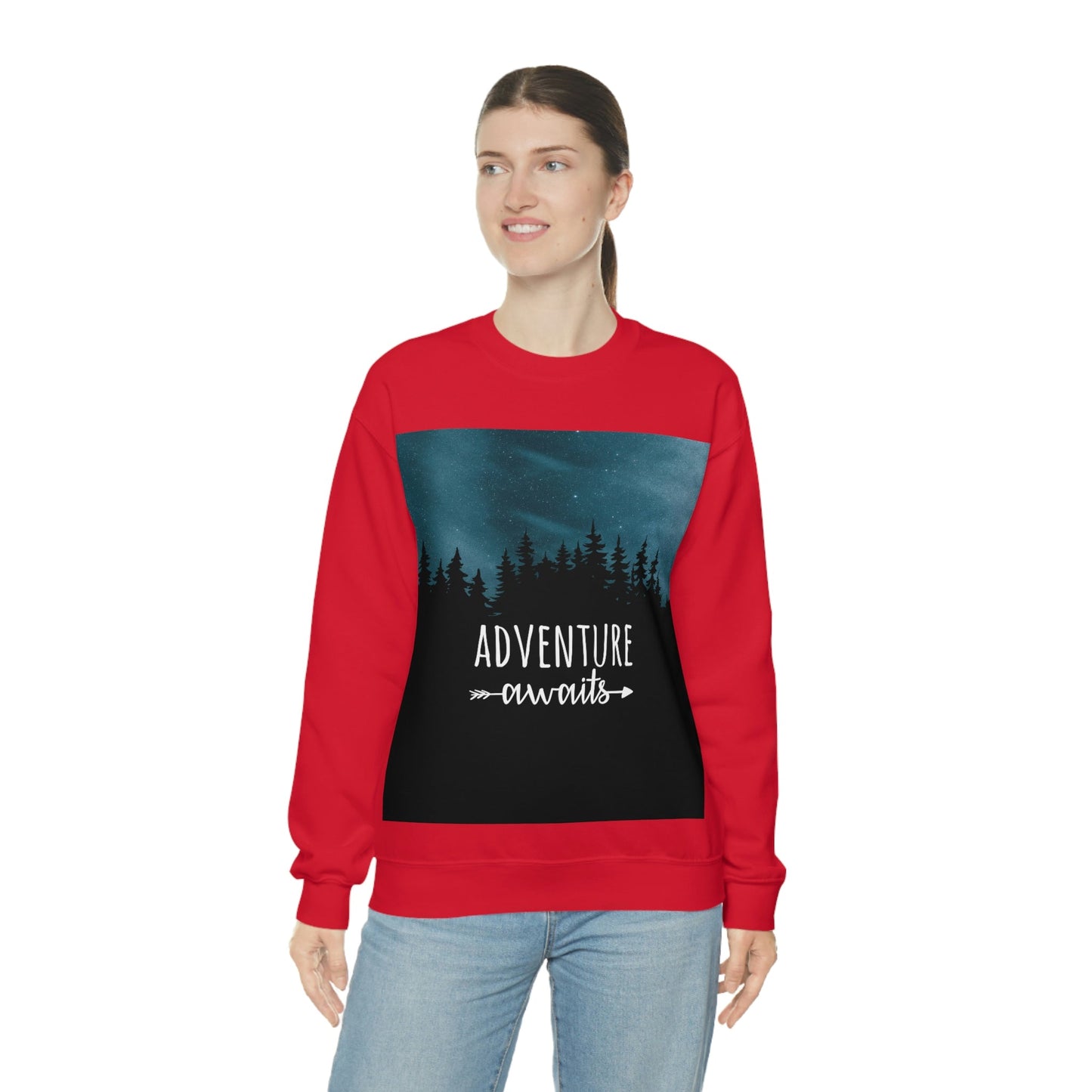 Adventure Awaits Art Vacation Landscape Explore Unisex Heavy Blend™ Crewneck Sweatshirt Ichaku [Perfect Gifts Selection]