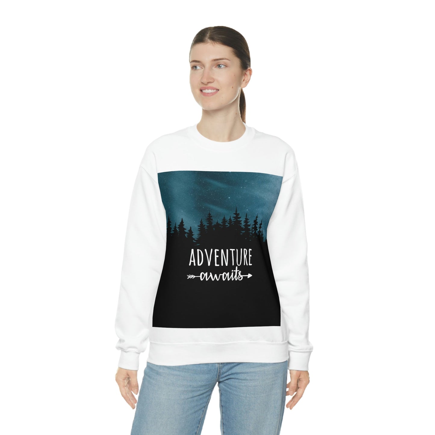 Adventure Awaits Art Vacation Landscape Explore Unisex Heavy Blend™ Crewneck Sweatshirt Ichaku [Perfect Gifts Selection]