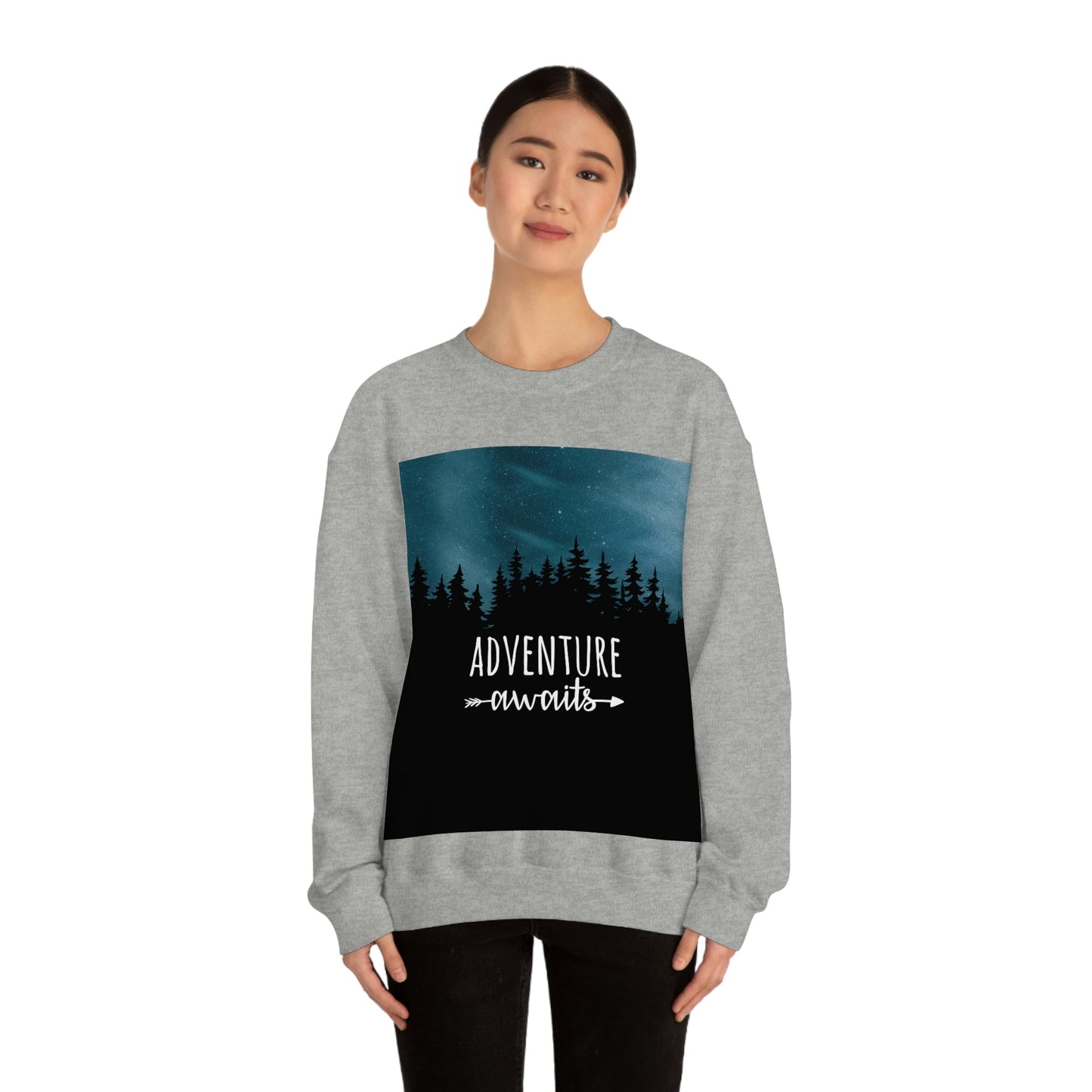 Adventure Awaits Art Vacation Landscape Explore Unisex Heavy Blend™ Crewneck Sweatshirt Ichaku [Perfect Gifts Selection]