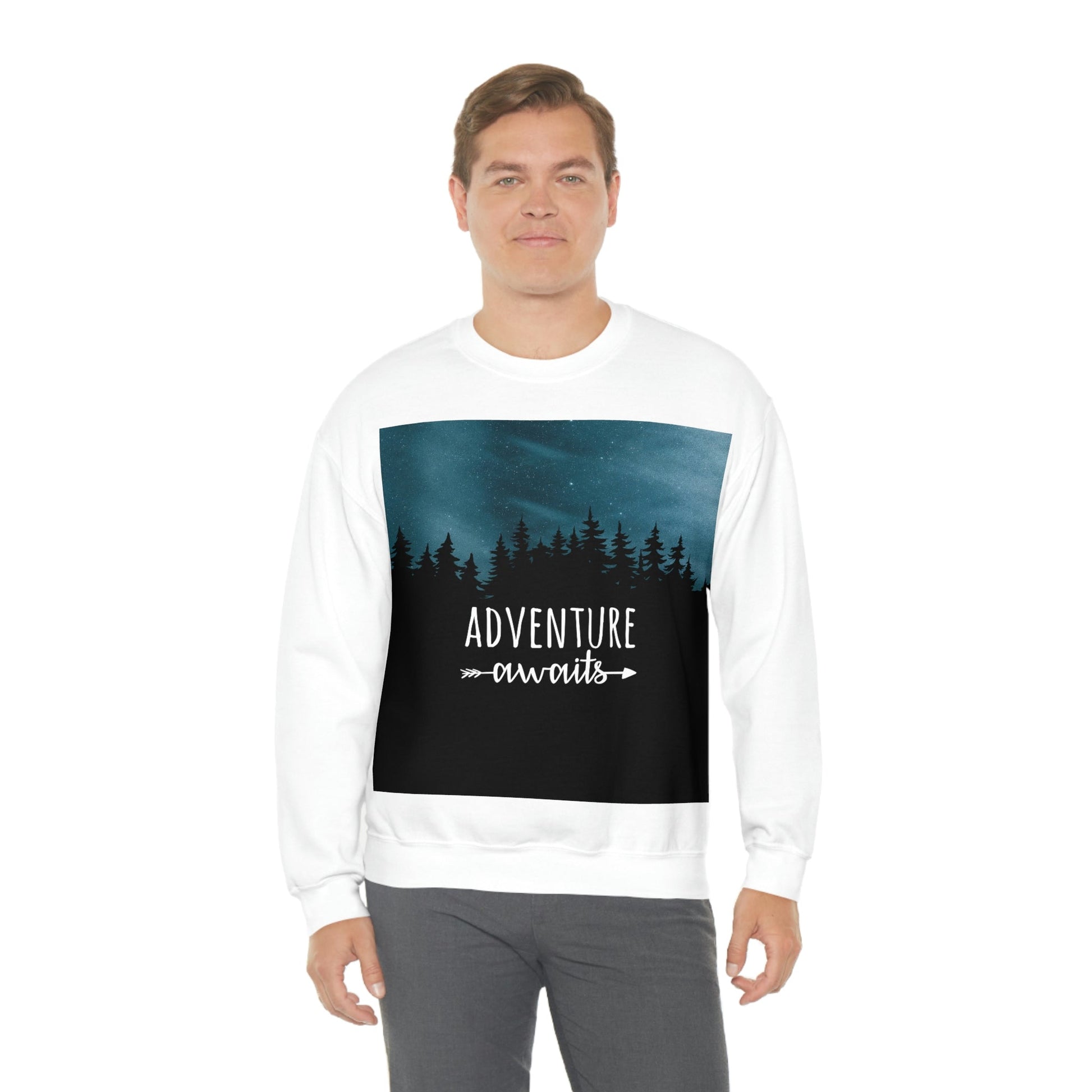 Adventure Awaits Art Vacation Landscape Explore Unisex Heavy Blend™ Crewneck Sweatshirt Ichaku [Perfect Gifts Selection]