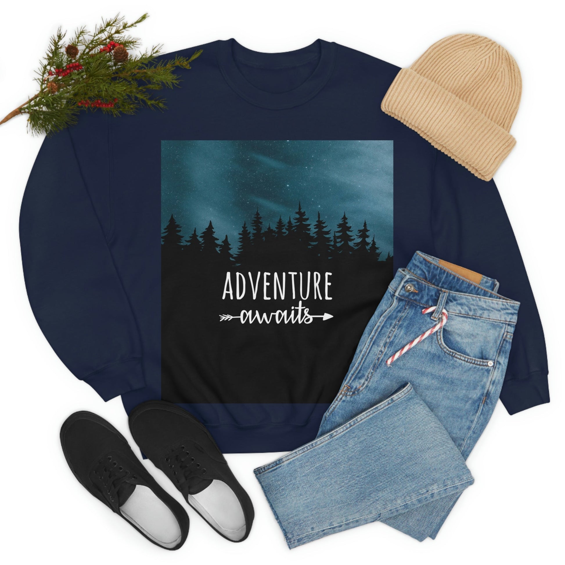 Adventure Awaits Art Vacation Landscape Explore Unisex Heavy Blend™ Crewneck Sweatshirt Ichaku [Perfect Gifts Selection]