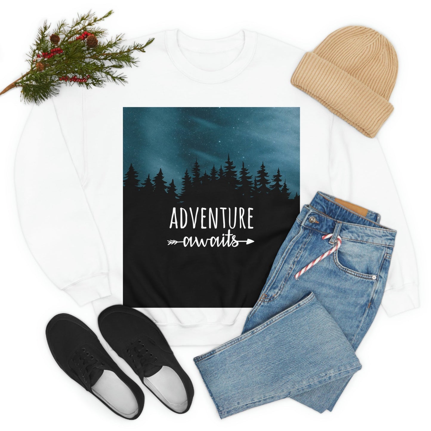 Adventure Awaits Art Vacation Landscape Explore Unisex Heavy Blend™ Crewneck Sweatshirt Ichaku [Perfect Gifts Selection]