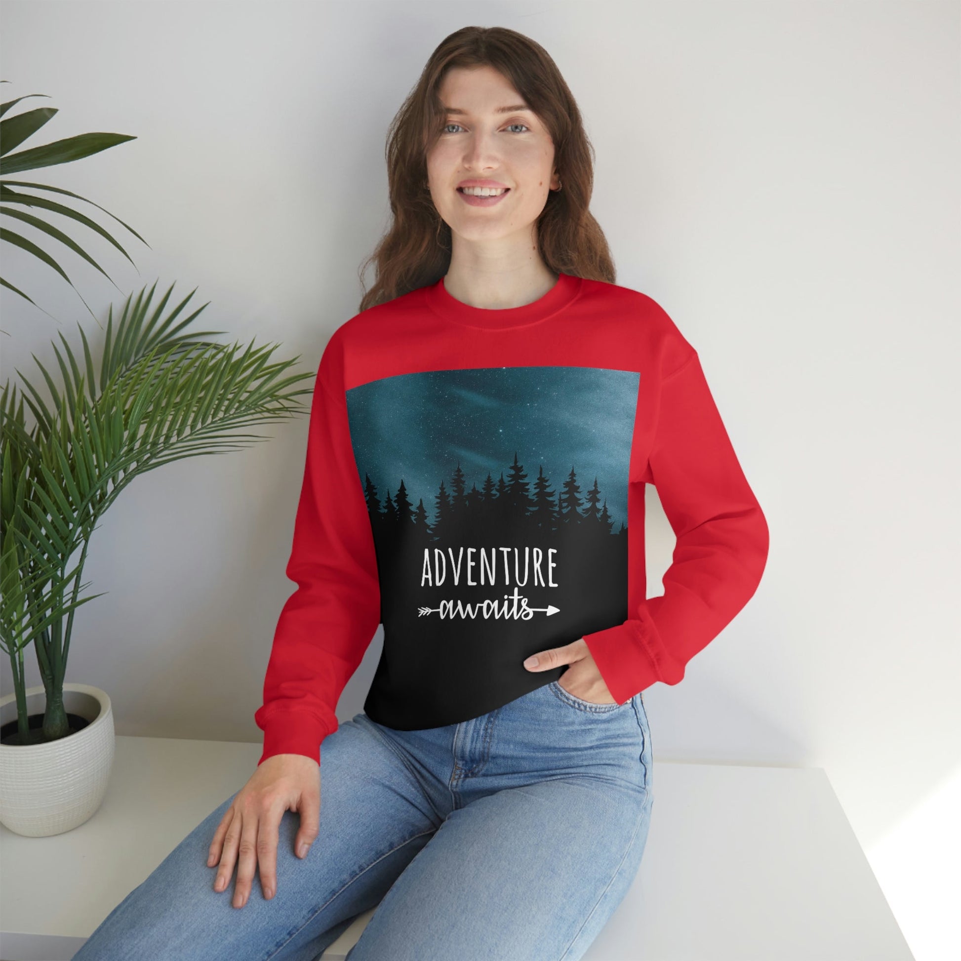 Adventure Awaits Art Vacation Landscape Explore Unisex Heavy Blend™ Crewneck Sweatshirt Ichaku [Perfect Gifts Selection]