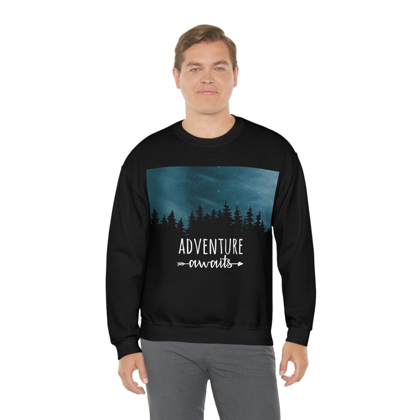 Adventure Awaits Art Vacation Landscape Explore Unisex Heavy Blend™ Crewneck Sweatshirt Ichaku [Perfect Gifts Selection]