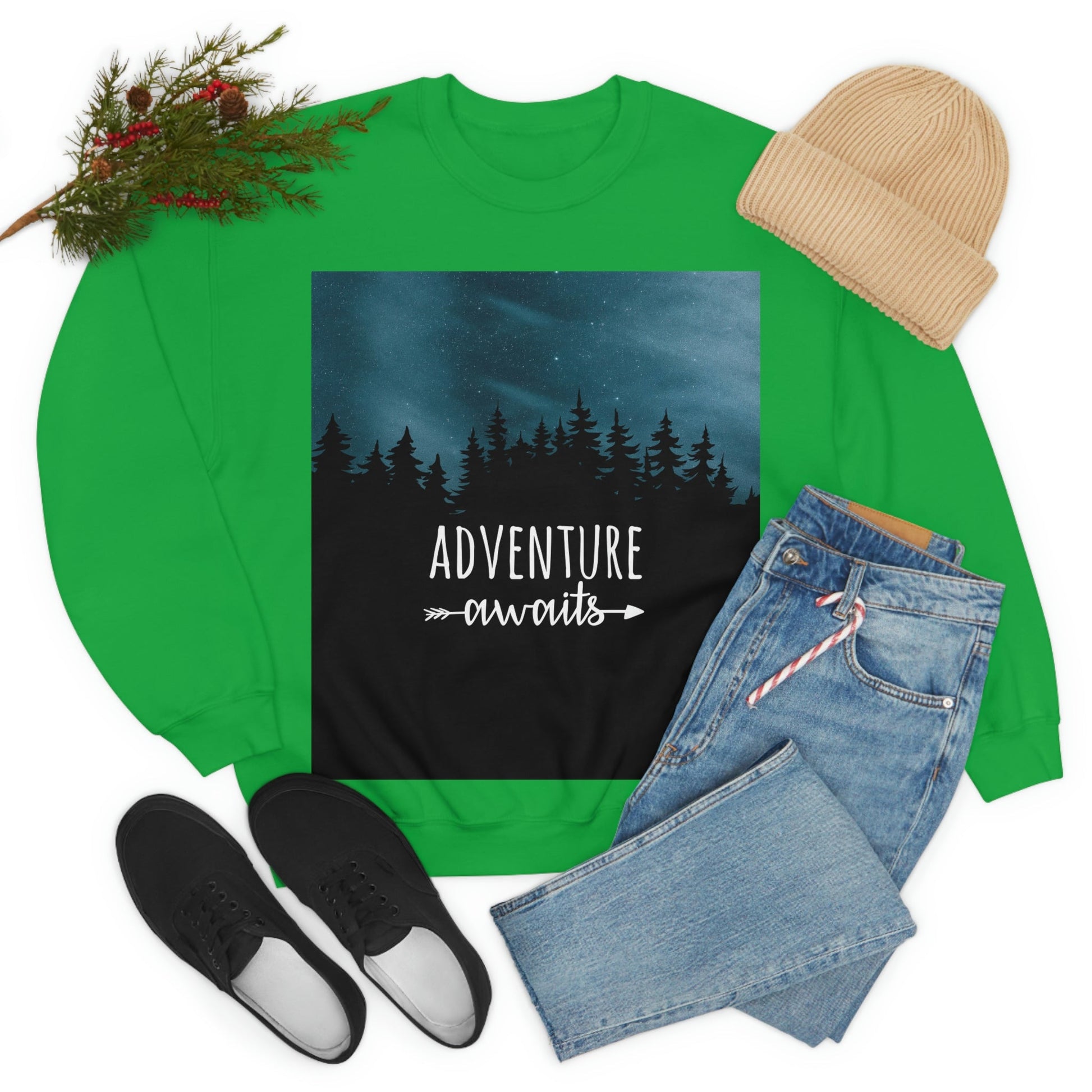 Adventure Awaits Art Vacation Landscape Explore Unisex Heavy Blend™ Crewneck Sweatshirt Ichaku [Perfect Gifts Selection]