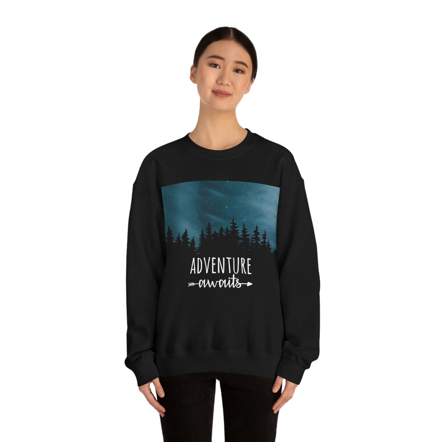 Adventure Awaits Art Vacation Landscape Explore Unisex Heavy Blend™ Crewneck Sweatshirt Ichaku [Perfect Gifts Selection]