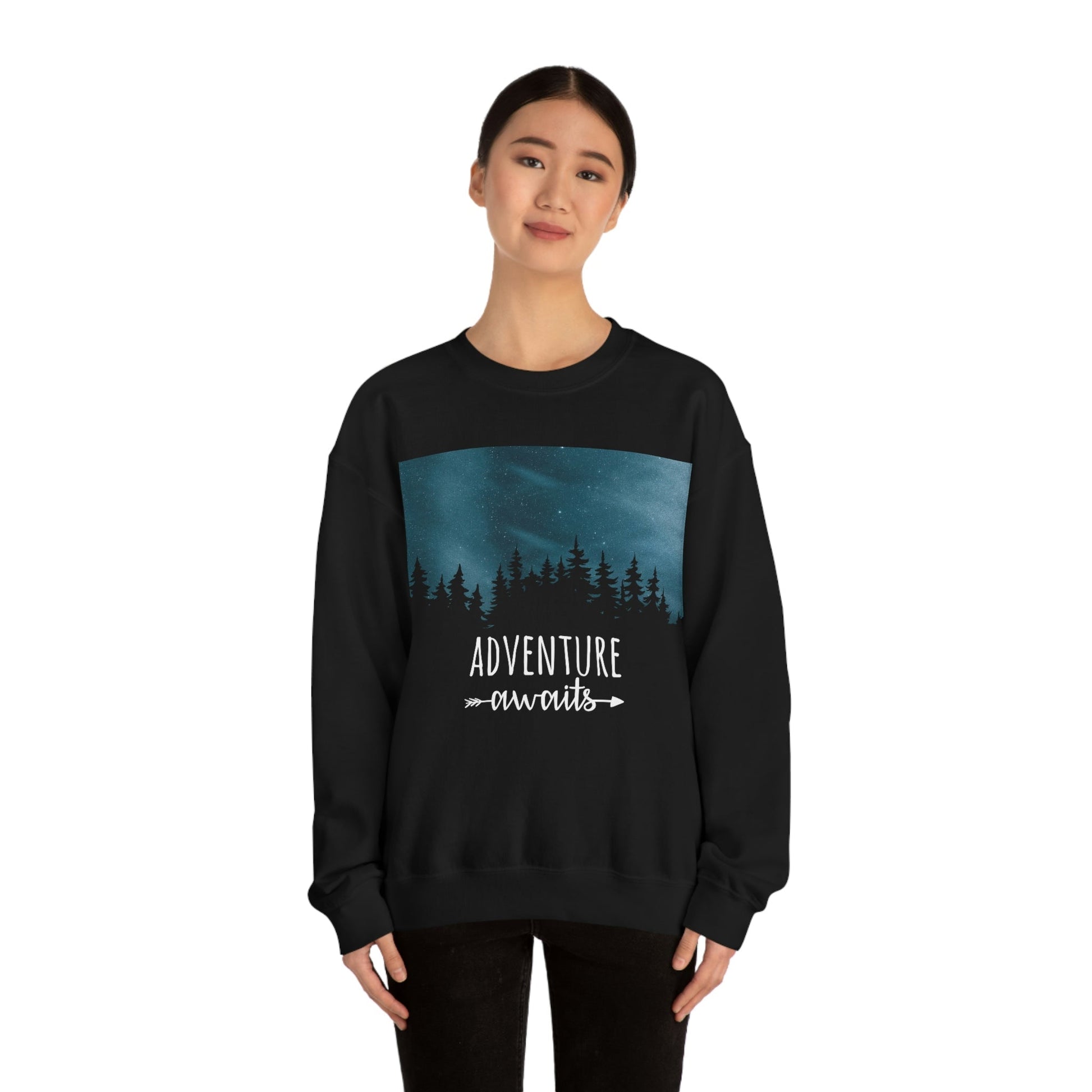 Adventure Awaits Art Vacation Landscape Explore Unisex Heavy Blend™ Crewneck Sweatshirt Ichaku [Perfect Gifts Selection]