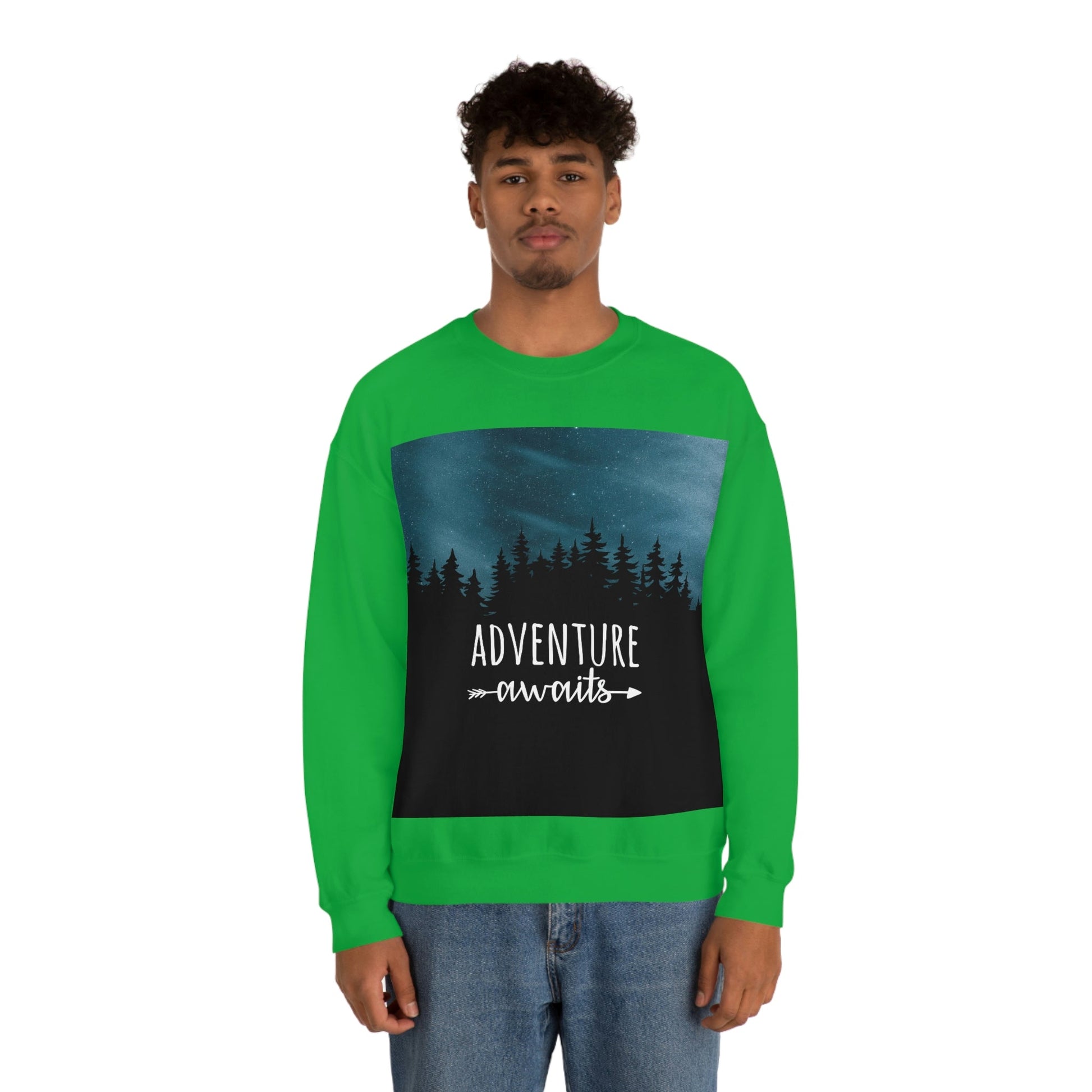 Adventure Awaits Art Vacation Landscape Explore Unisex Heavy Blend™ Crewneck Sweatshirt Ichaku [Perfect Gifts Selection]