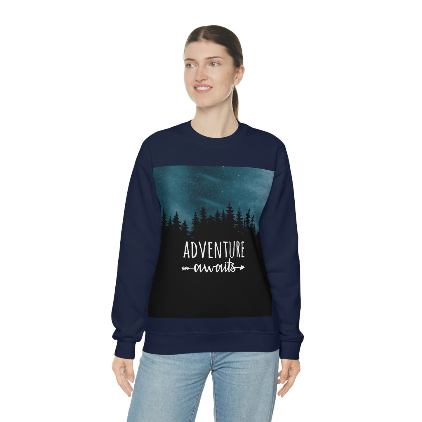 Adventure Awaits Art Vacation Landscape Explore Unisex Heavy Blend™ Crewneck Sweatshirt Ichaku [Perfect Gifts Selection]