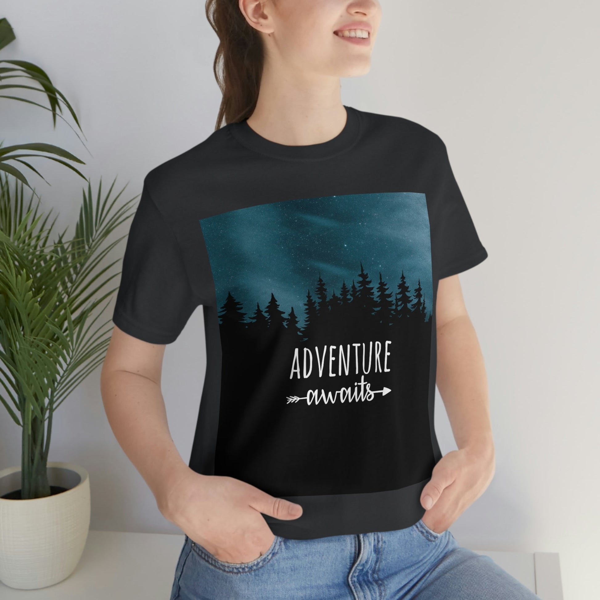 Adventure Awaits Art Vacation Landscape Explore Unisex Jersey Short Sleeve T-Shirt Ichaku [Perfect Gifts Selection]