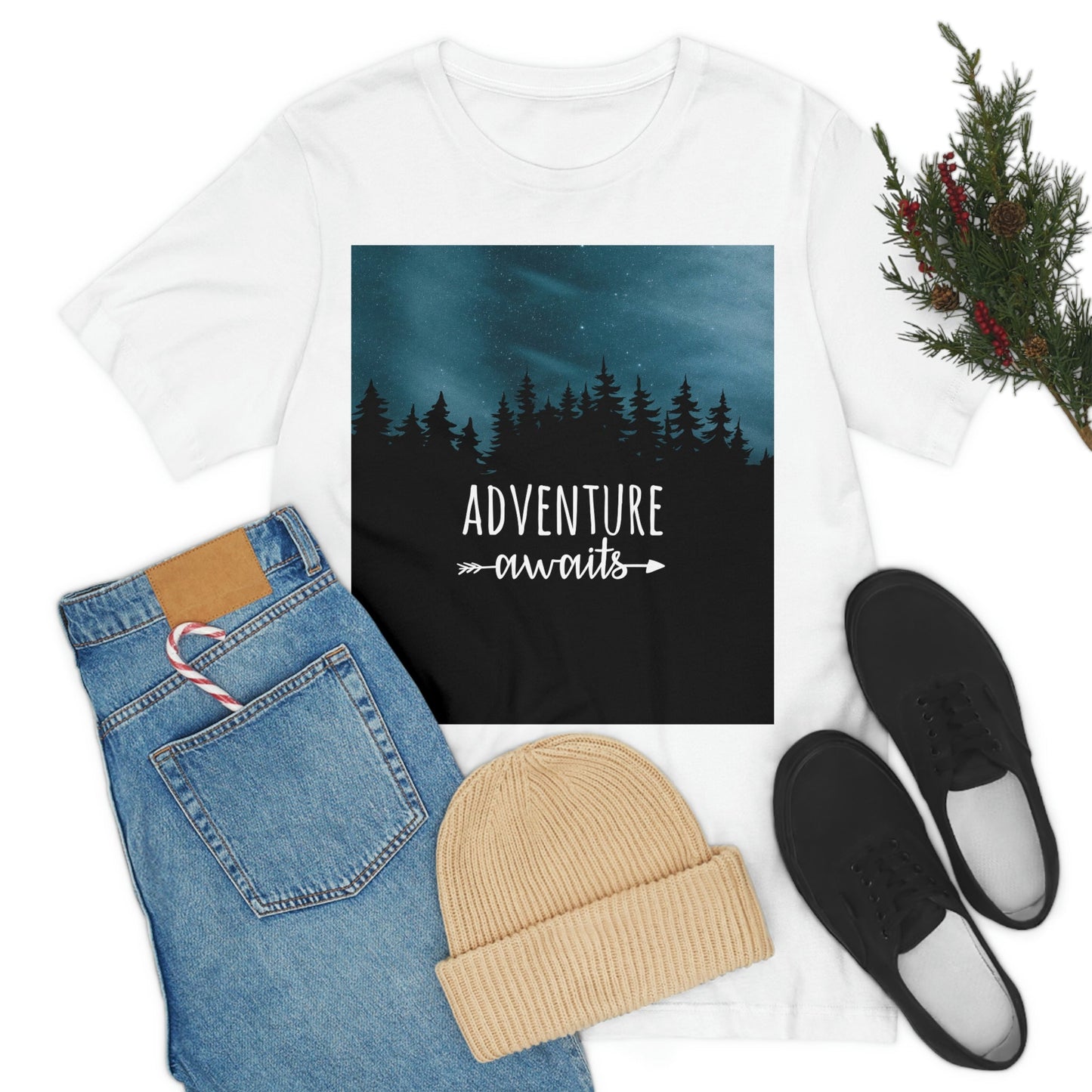 Adventure Awaits Art Vacation Landscape Explore Unisex Jersey Short Sleeve T-Shirt Ichaku [Perfect Gifts Selection]