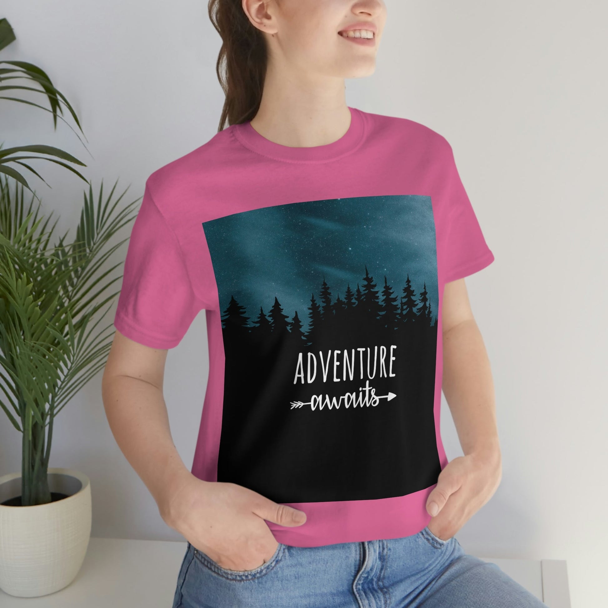 Adventure Awaits Art Vacation Landscape Explore Unisex Jersey Short Sleeve T-Shirt Ichaku [Perfect Gifts Selection]