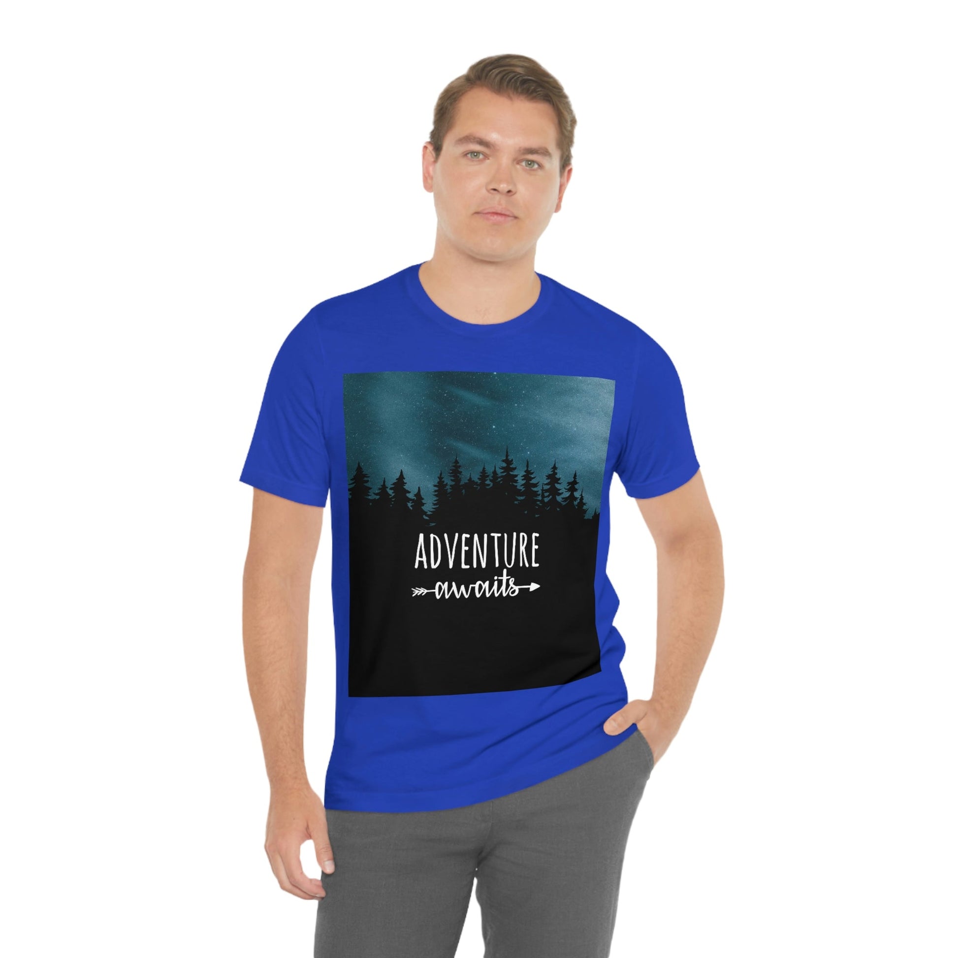 Adventure Awaits Art Vacation Landscape Explore Unisex Jersey Short Sleeve T-Shirt Ichaku [Perfect Gifts Selection]