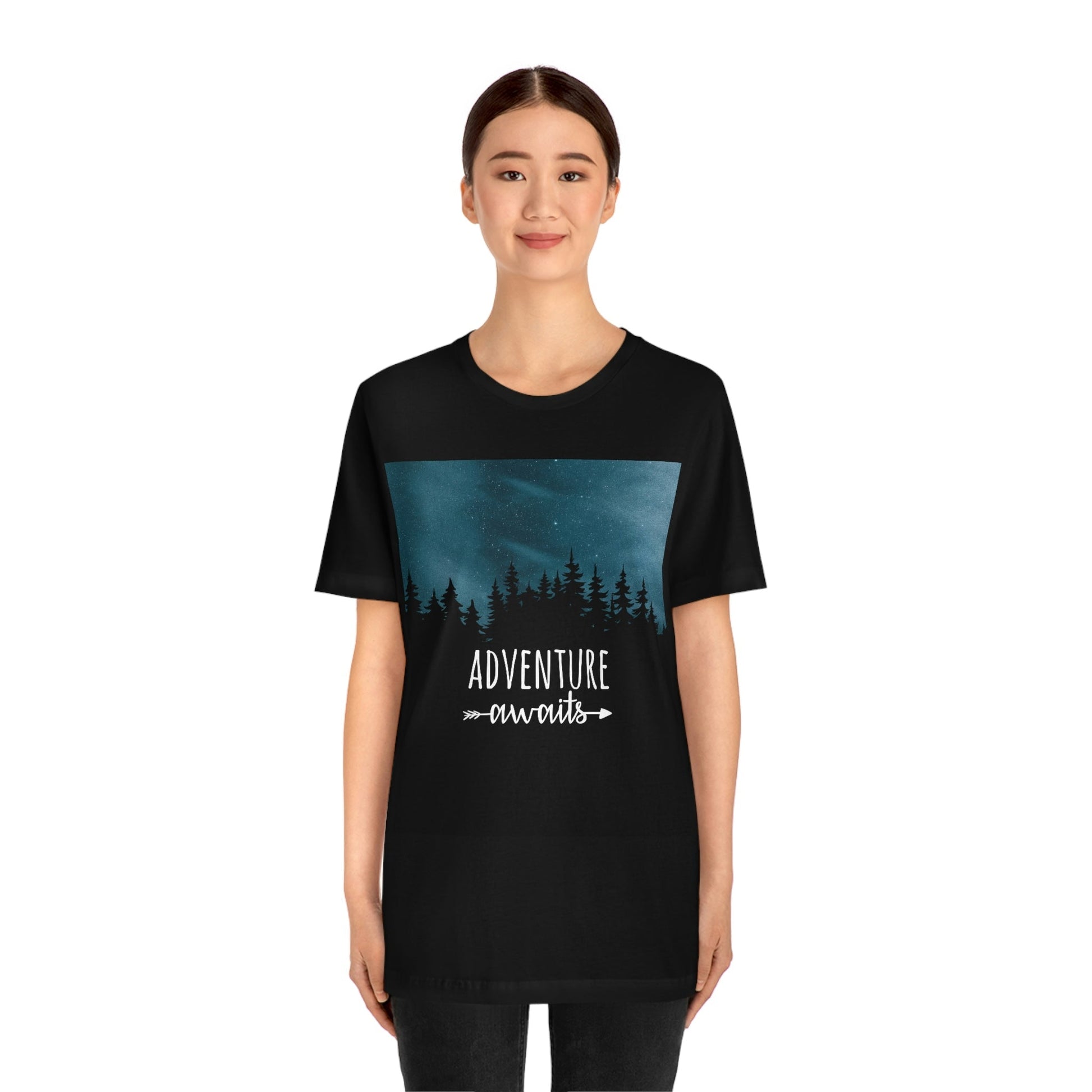 Adventure Awaits Art Vacation Landscape Explore Unisex Jersey Short Sleeve T-Shirt Ichaku [Perfect Gifts Selection]