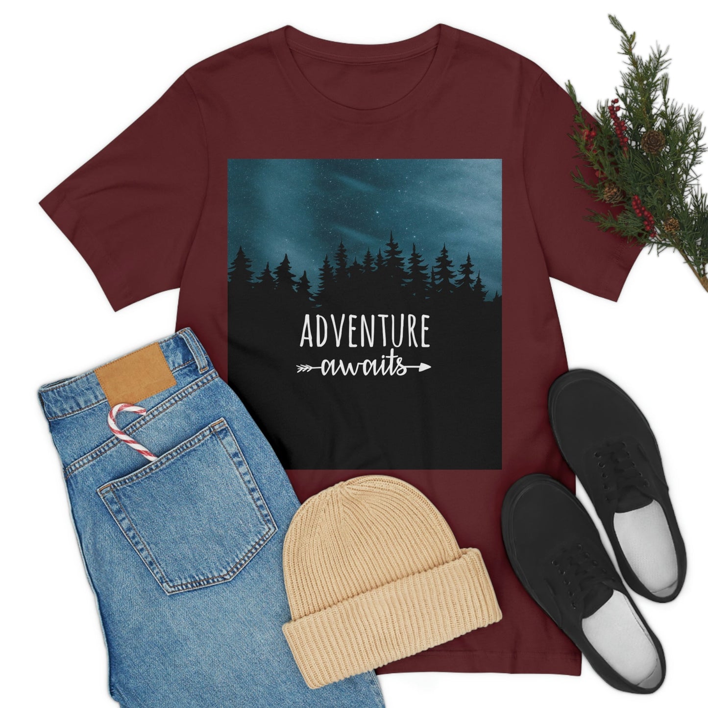 Adventure Awaits Art Vacation Landscape Explore Unisex Jersey Short Sleeve T-Shirt Ichaku [Perfect Gifts Selection]