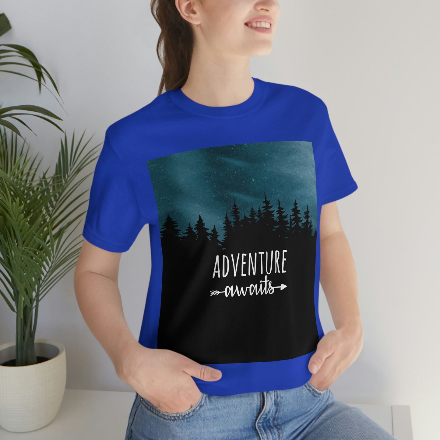 Adventure Awaits Art Vacation Landscape Explore Unisex Jersey Short Sleeve T-Shirt Ichaku [Perfect Gifts Selection]