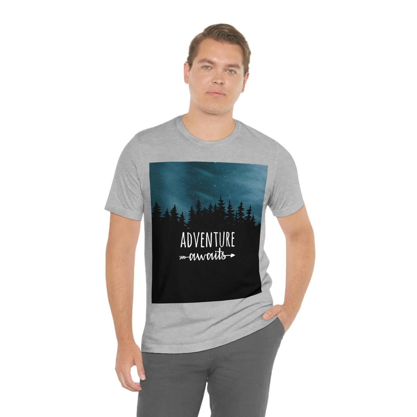 Adventure Awaits Art Vacation Landscape Explore Unisex Jersey Short Sleeve T-Shirt Ichaku [Perfect Gifts Selection]