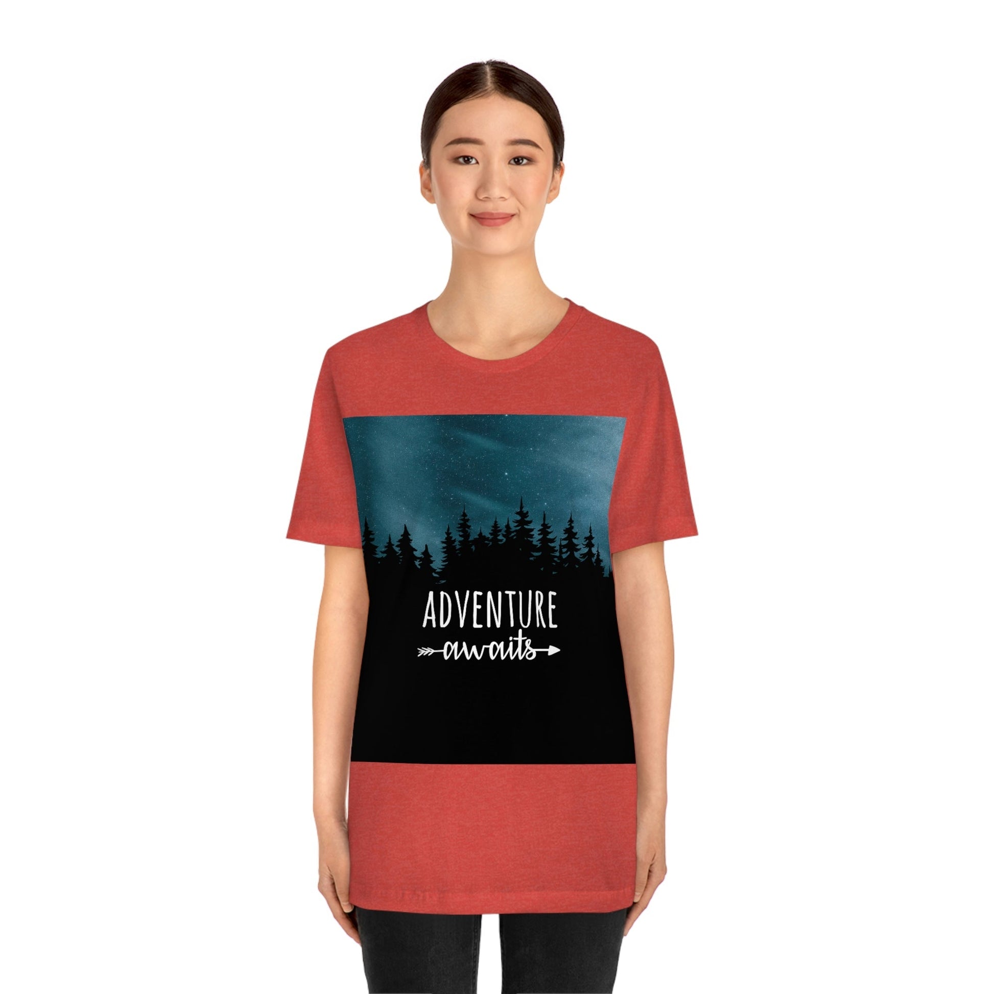 Adventure Awaits Art Vacation Landscape Explore Unisex Jersey Short Sleeve T-Shirt Ichaku [Perfect Gifts Selection]