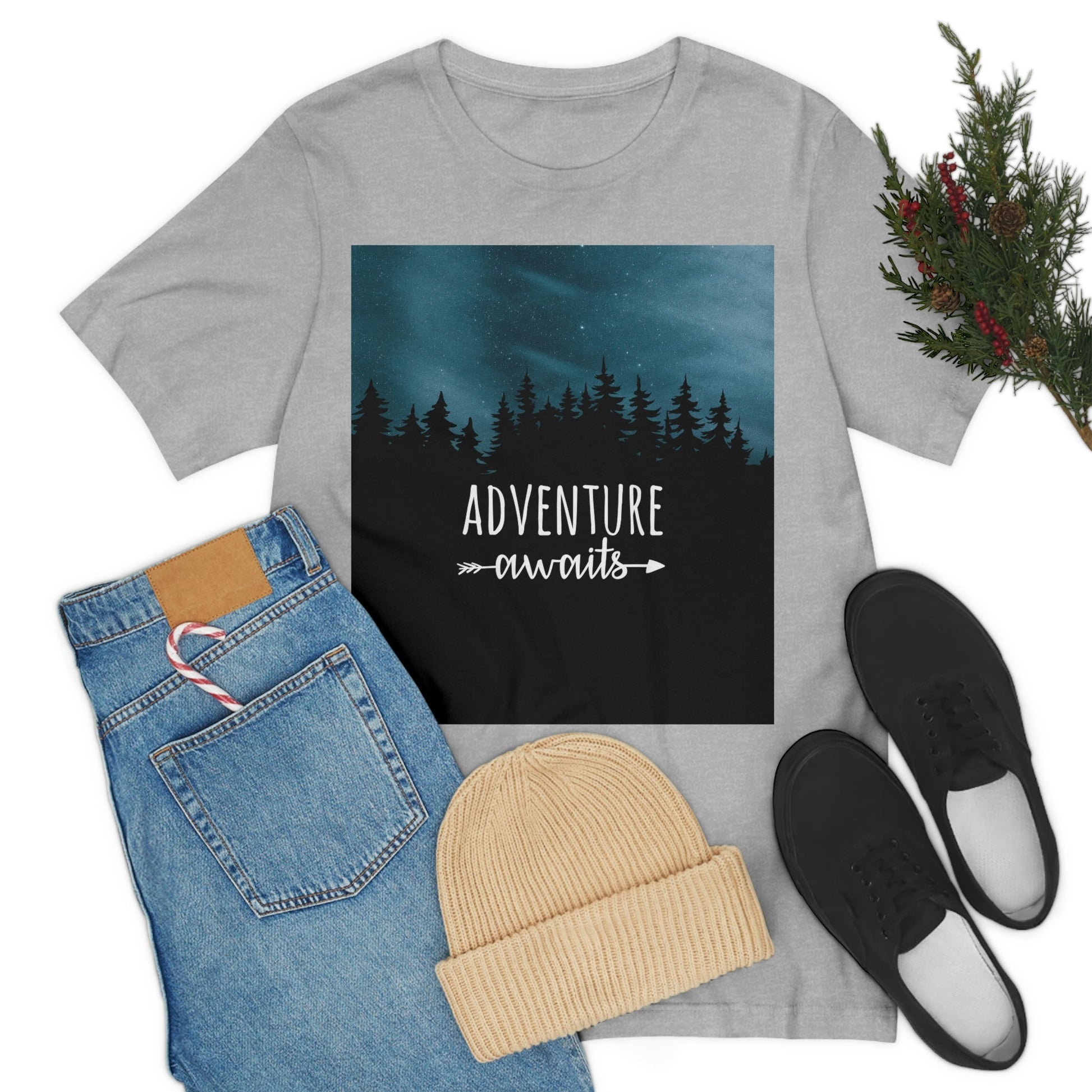 Adventure Awaits Art Vacation Landscape Explore Unisex Jersey Short Sleeve T-Shirt Ichaku [Perfect Gifts Selection]