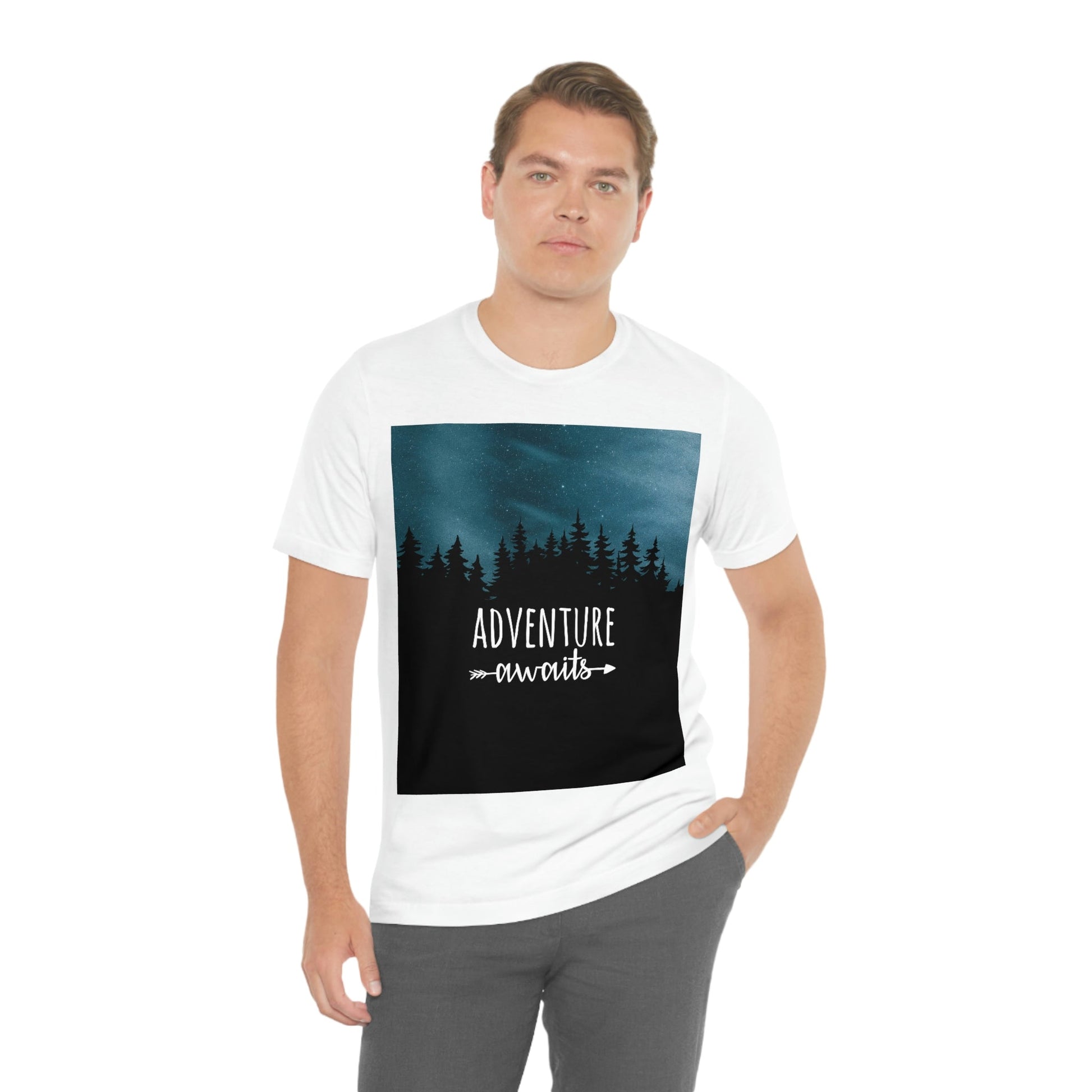 Adventure Awaits Art Vacation Landscape Explore Unisex Jersey Short Sleeve T-Shirt Ichaku [Perfect Gifts Selection]