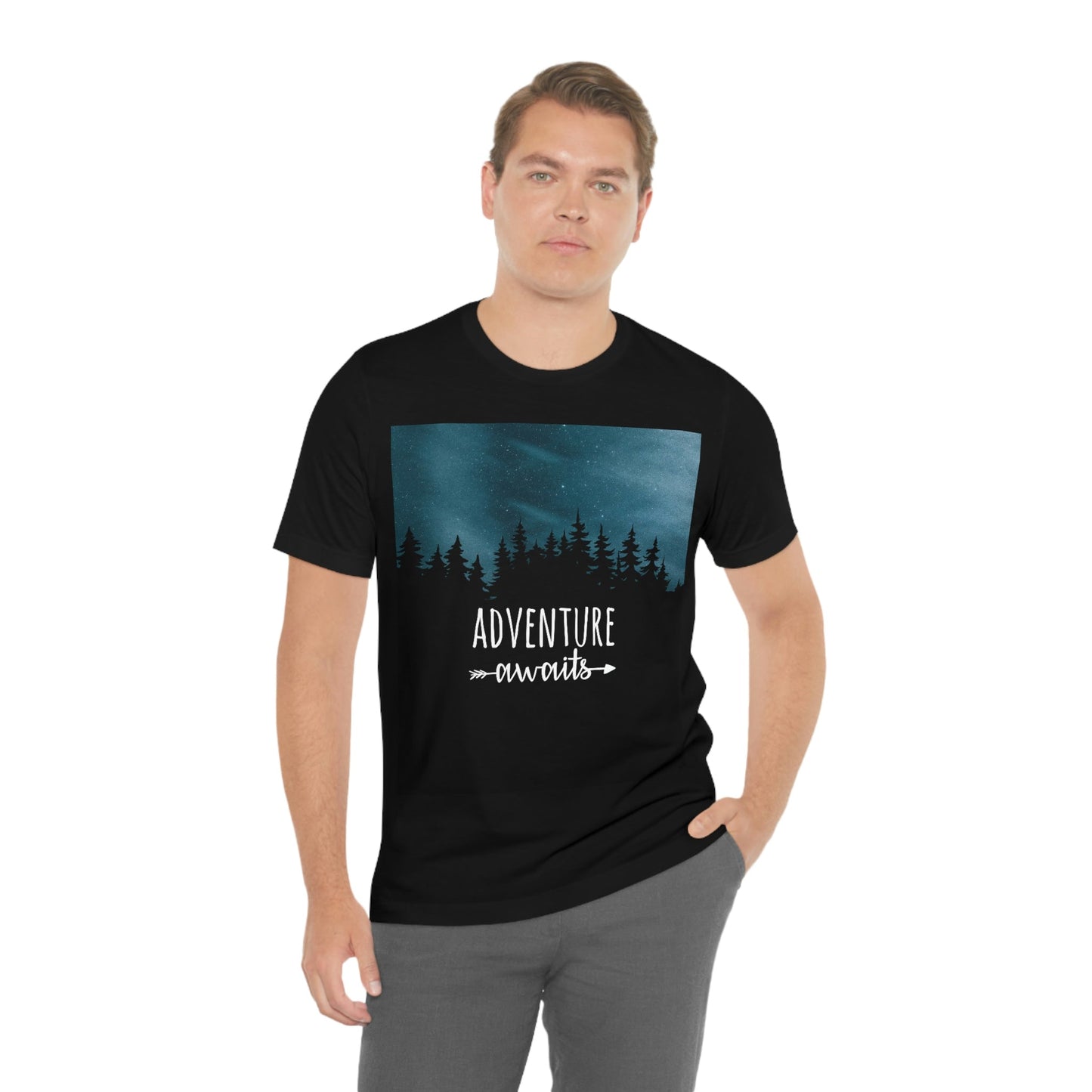 Adventure Awaits Art Vacation Landscape Explore Unisex Jersey Short Sleeve T-Shirt Ichaku [Perfect Gifts Selection]