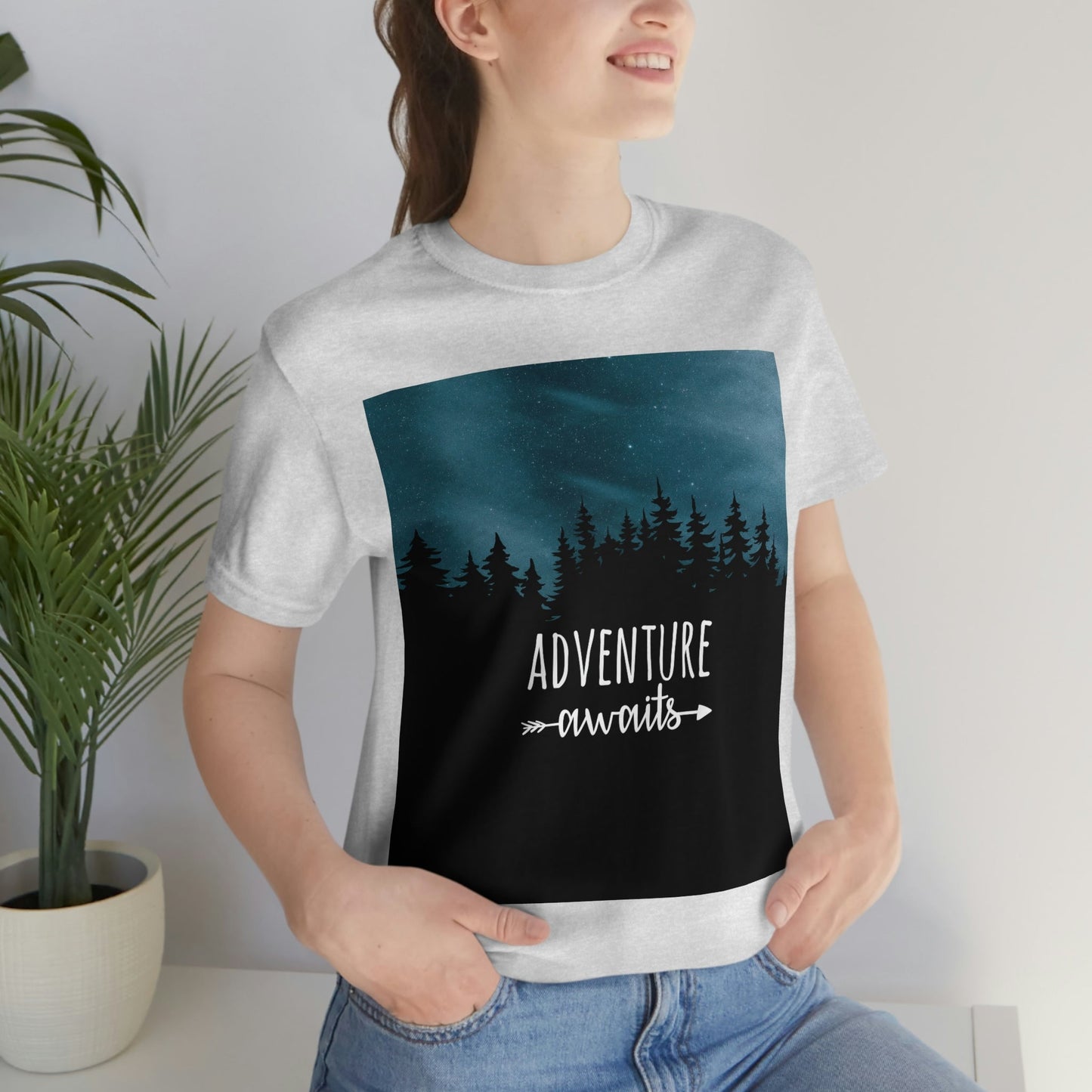 Adventure Awaits Art Vacation Landscape Explore Unisex Jersey Short Sleeve T-Shirt Ichaku [Perfect Gifts Selection]