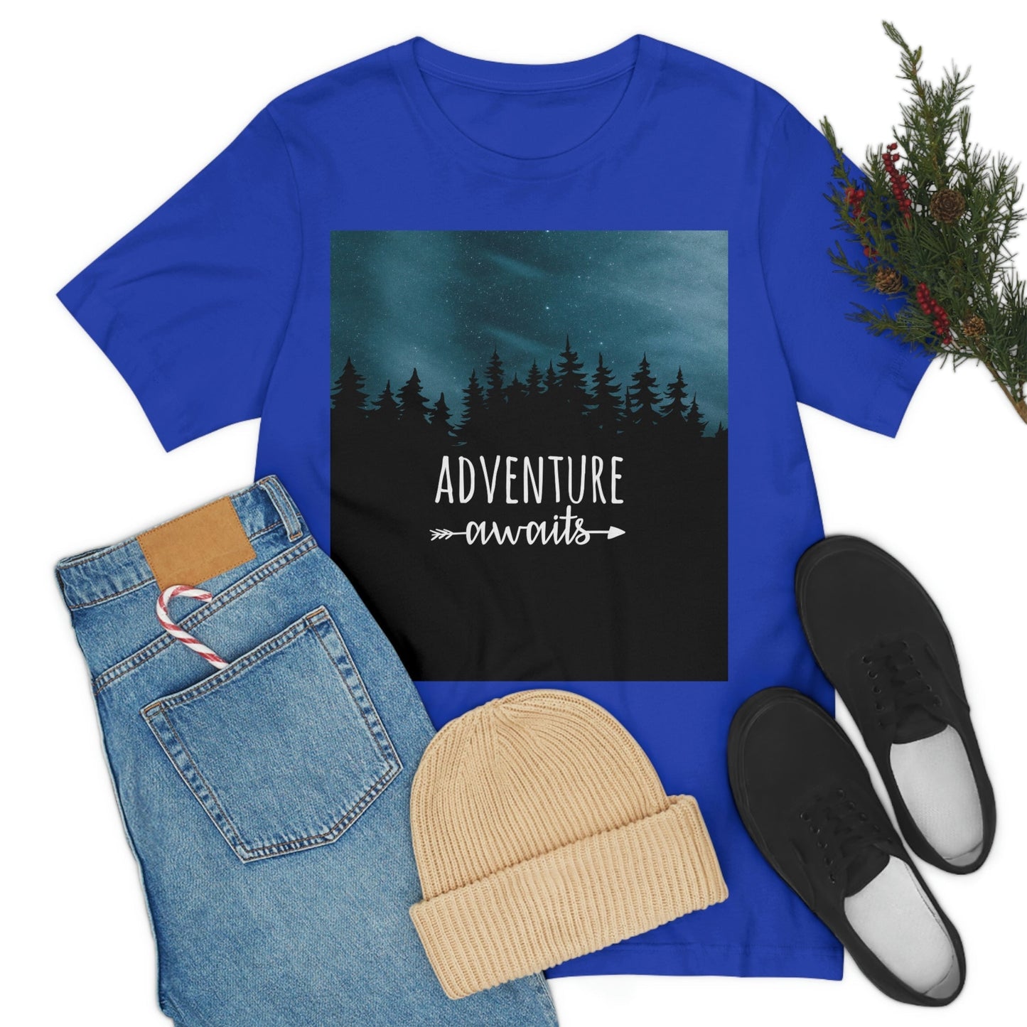 Adventure Awaits Art Vacation Landscape Explore Unisex Jersey Short Sleeve T-Shirt Ichaku [Perfect Gifts Selection]