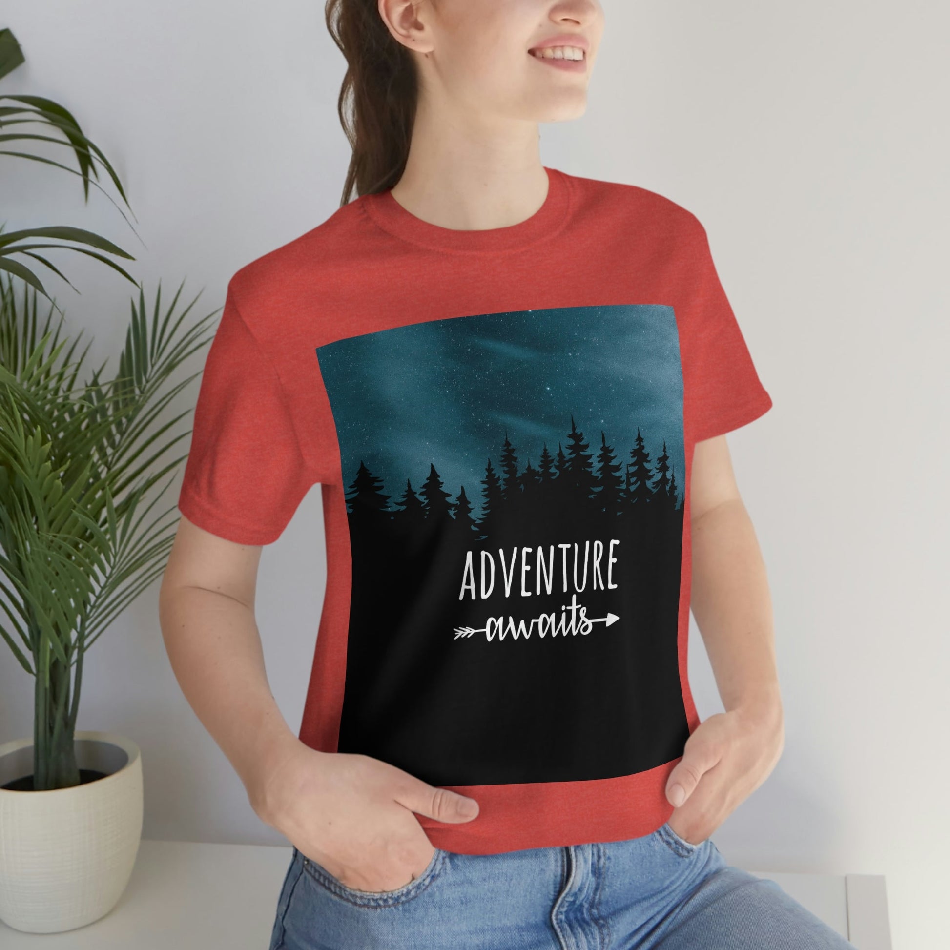 Adventure Awaits Art Vacation Landscape Explore Unisex Jersey Short Sleeve T-Shirt Ichaku [Perfect Gifts Selection]