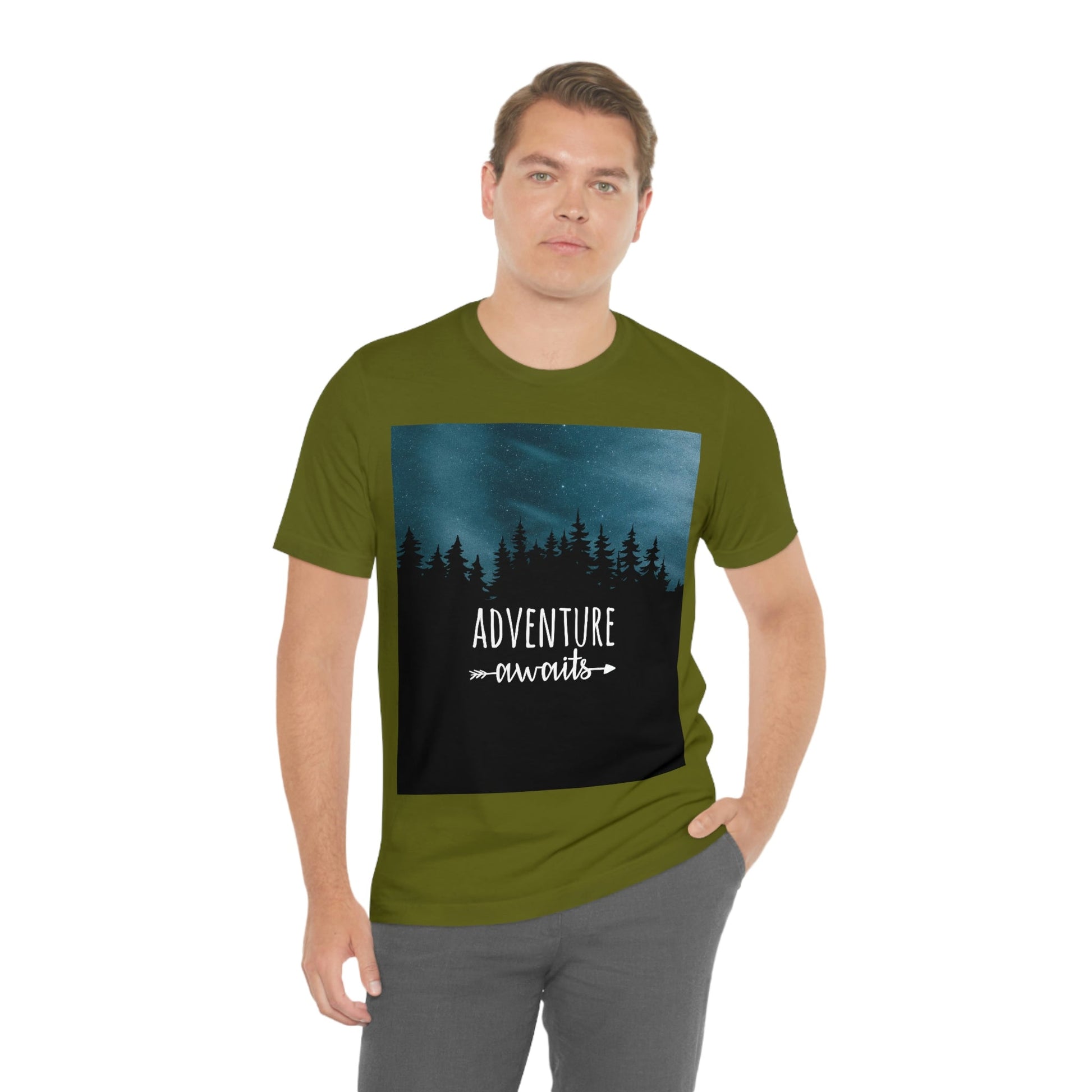 Adventure Awaits Art Vacation Landscape Explore Unisex Jersey Short Sleeve T-Shirt Ichaku [Perfect Gifts Selection]