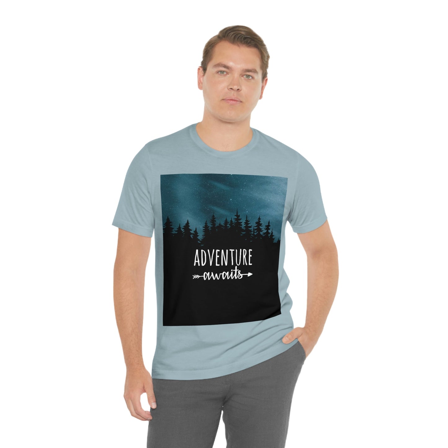 Adventure Awaits Art Vacation Landscape Explore Unisex Jersey Short Sleeve T-Shirt Ichaku [Perfect Gifts Selection]