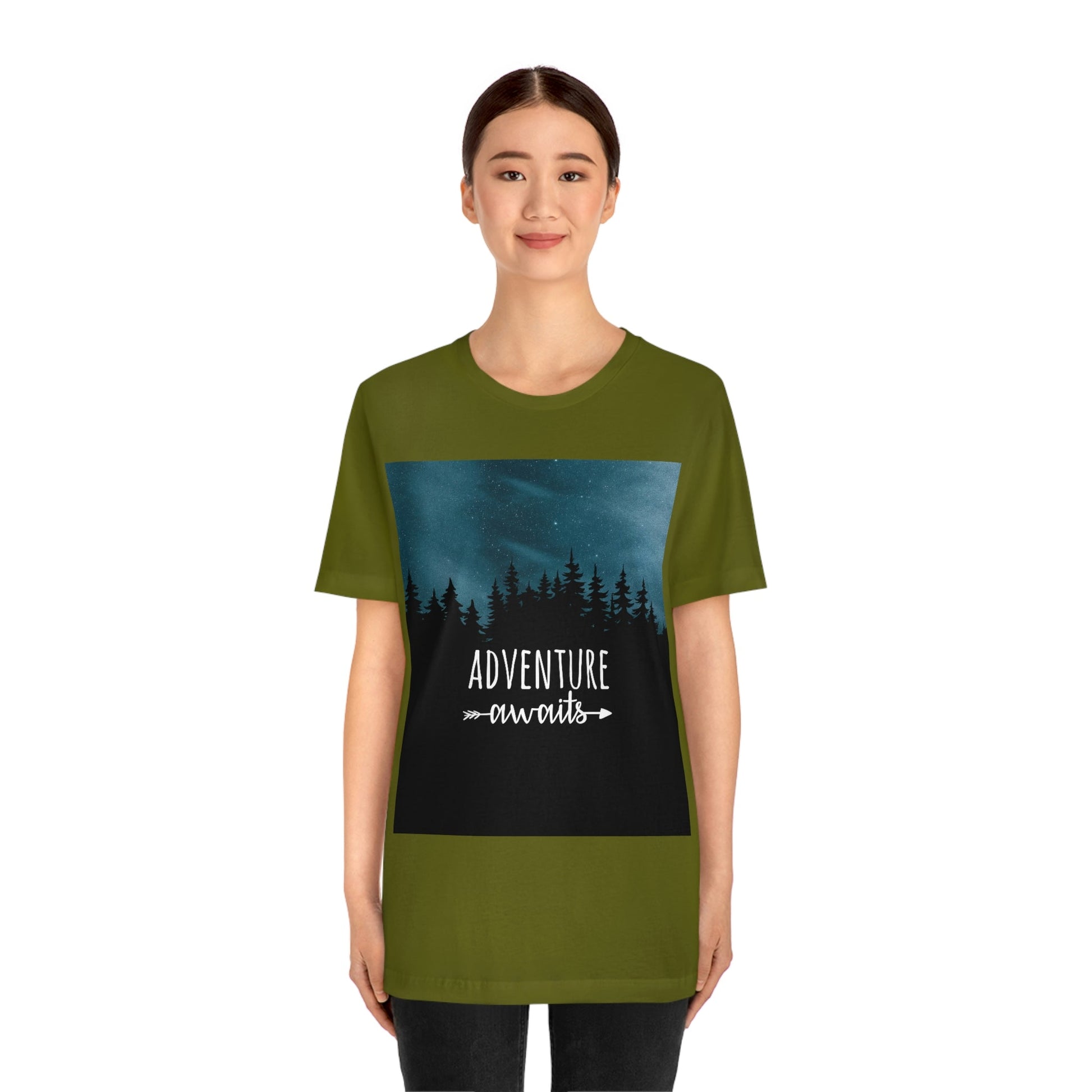 Adventure Awaits Art Vacation Landscape Explore Unisex Jersey Short Sleeve T-Shirt Ichaku [Perfect Gifts Selection]