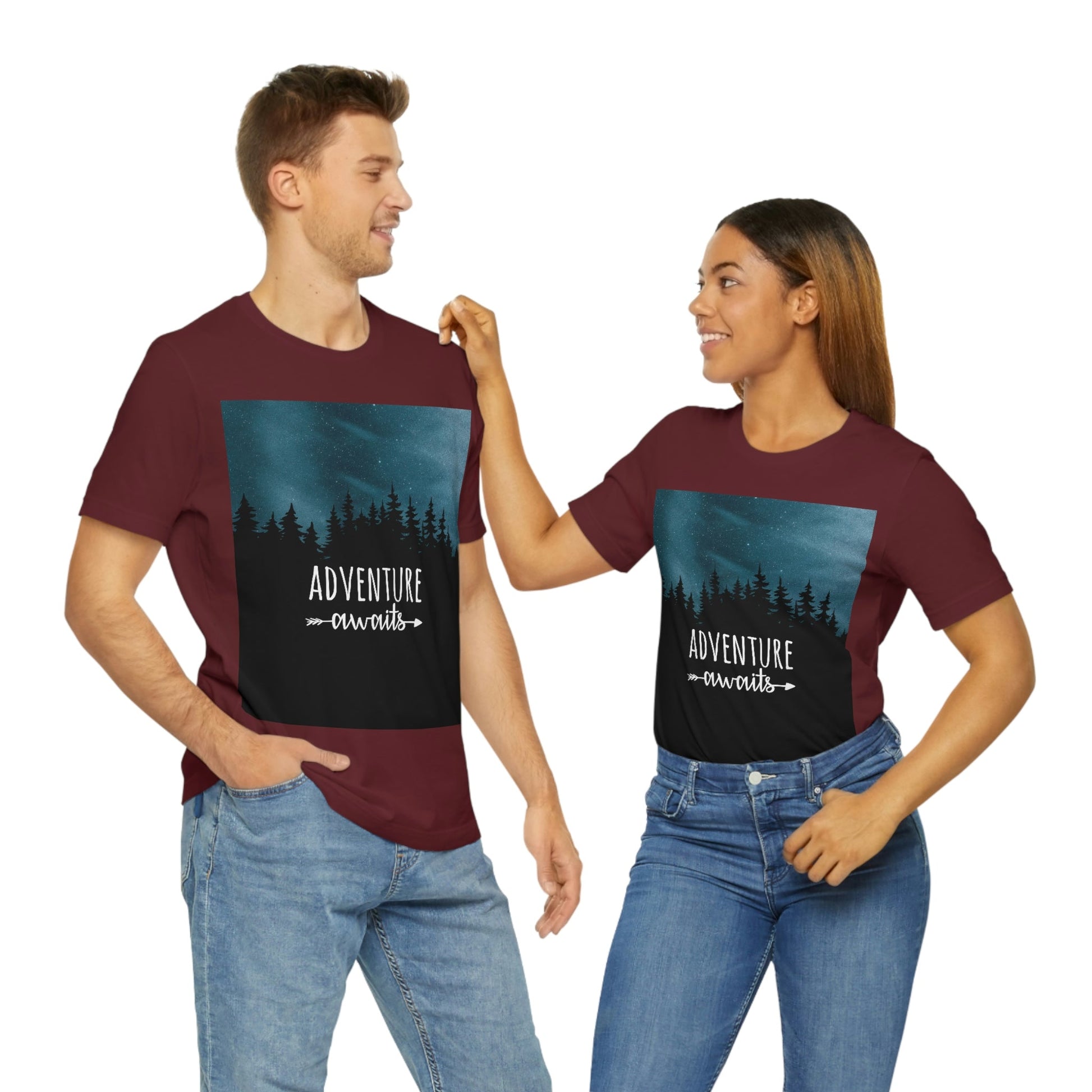 Adventure Awaits Art Vacation Landscape Explore Unisex Jersey Short Sleeve T-Shirt Ichaku [Perfect Gifts Selection]