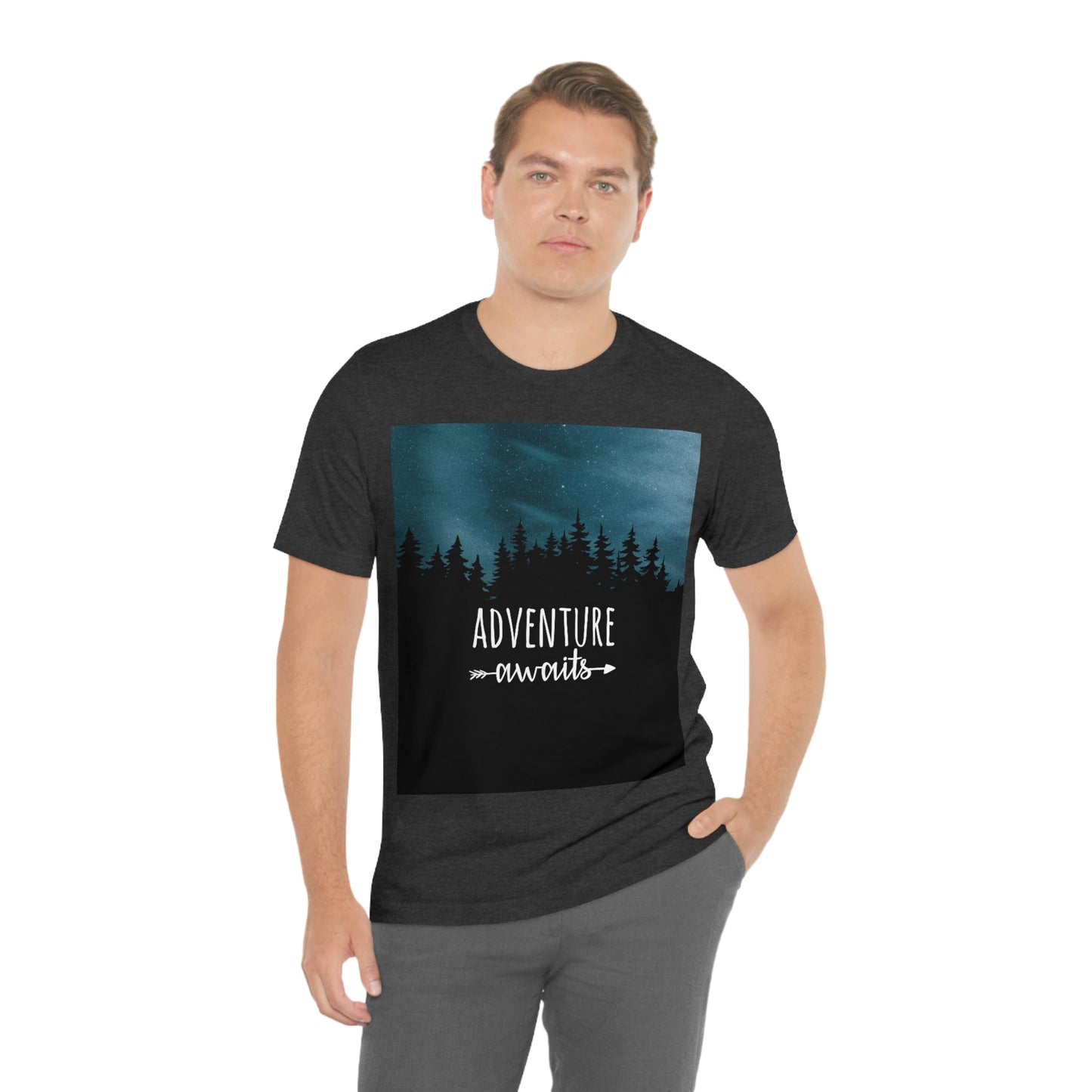 Adventure Awaits Art Vacation Landscape Explore Unisex Jersey Short Sleeve T-Shirt Ichaku [Perfect Gifts Selection]