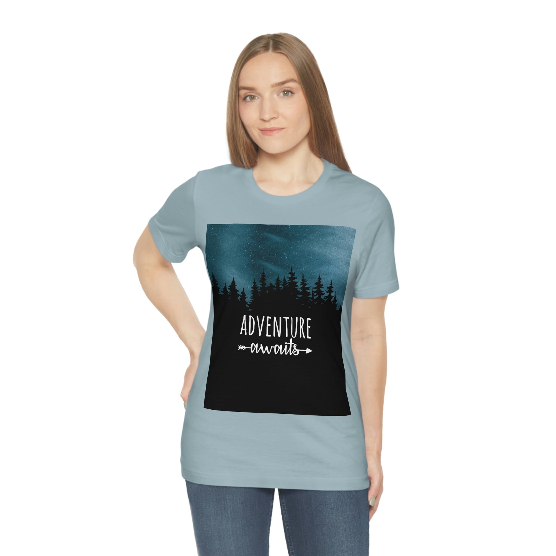 Adventure Awaits Art Vacation Landscape Explore Unisex Jersey Short Sleeve T-Shirt Ichaku [Perfect Gifts Selection]